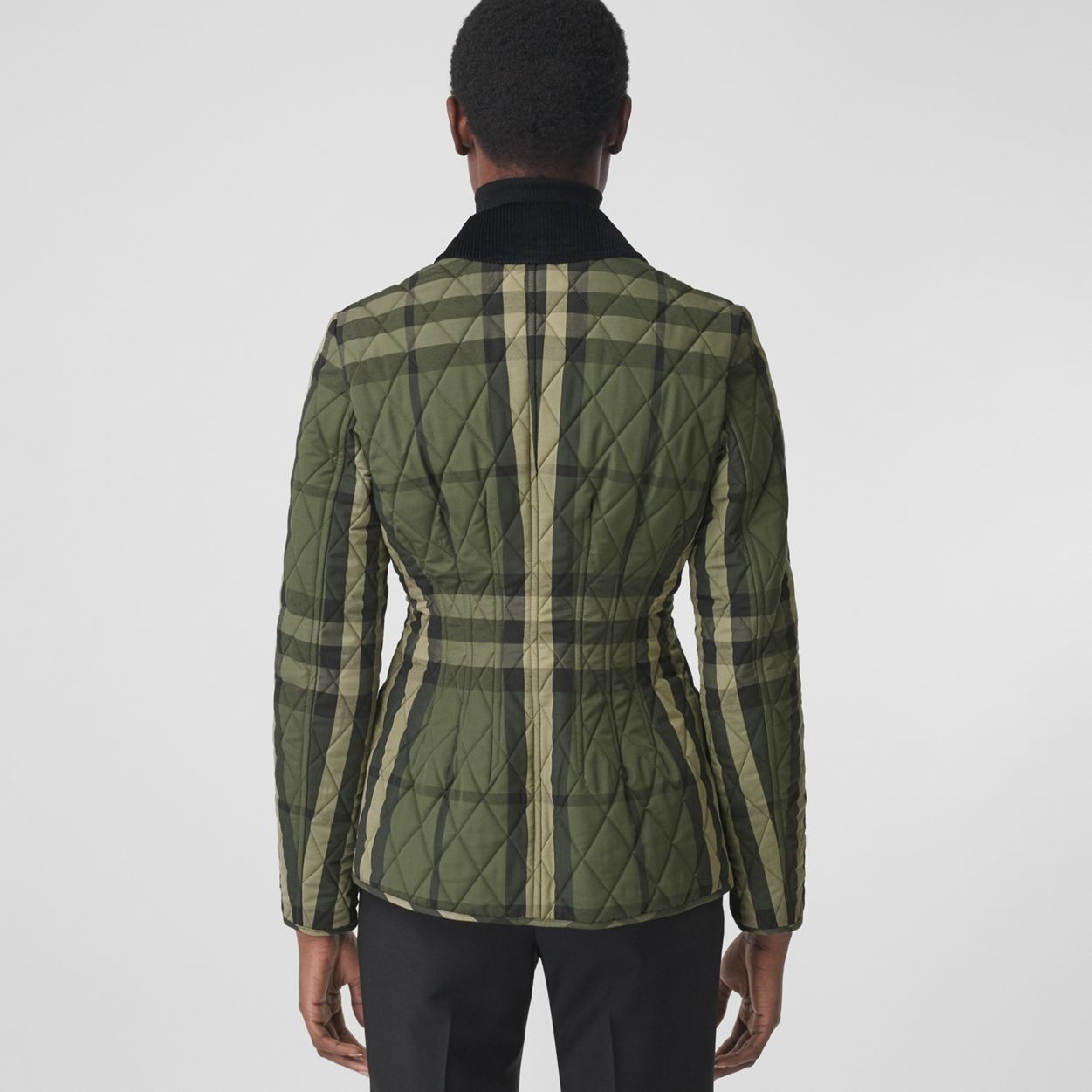 Corduroy Collar Diamond Quilted Barn Jacket - 4