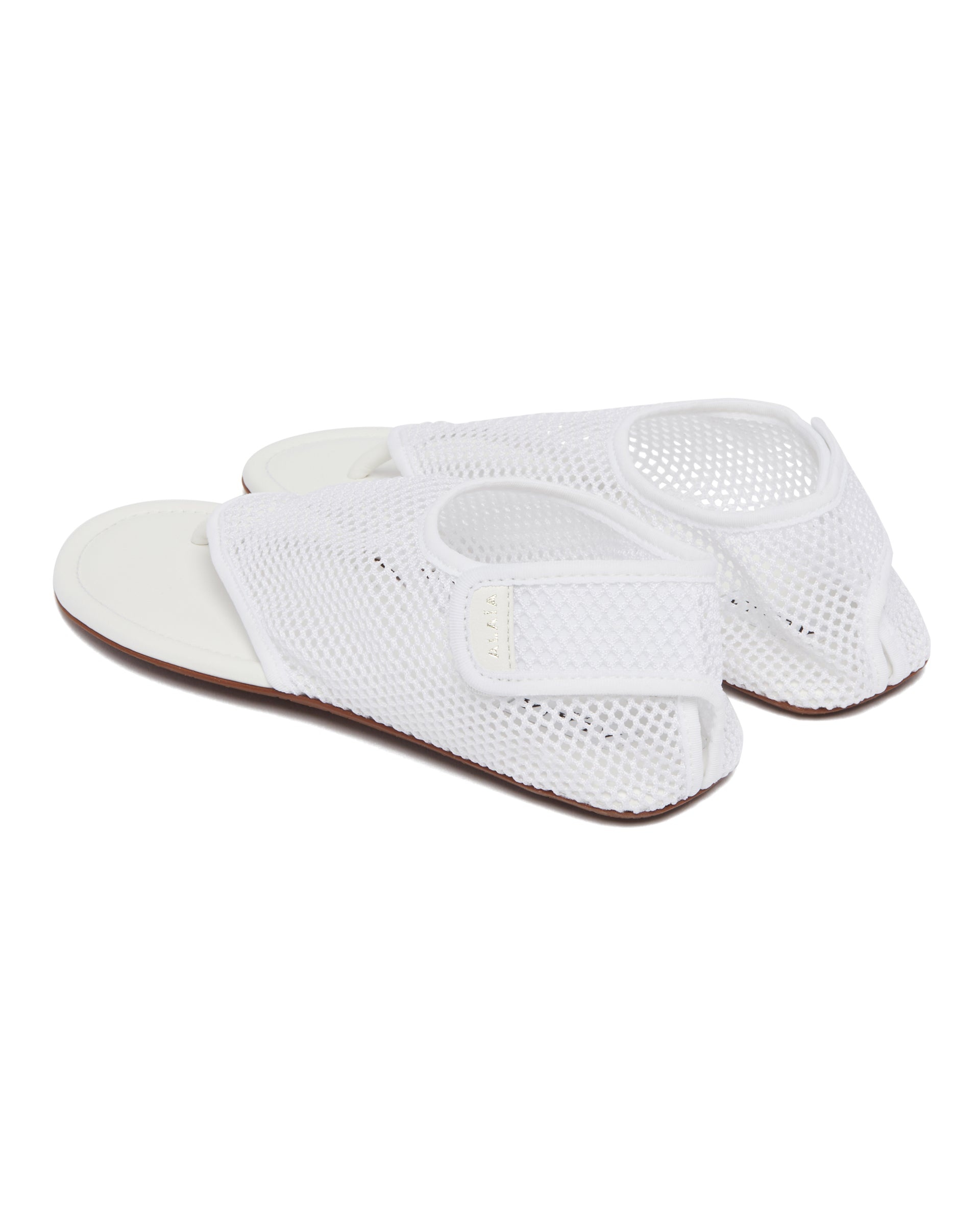 White Mesh Thong Sandals - 5