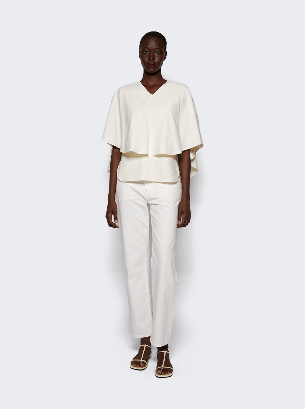 Cape V-neck Blouse Ivory - 2
