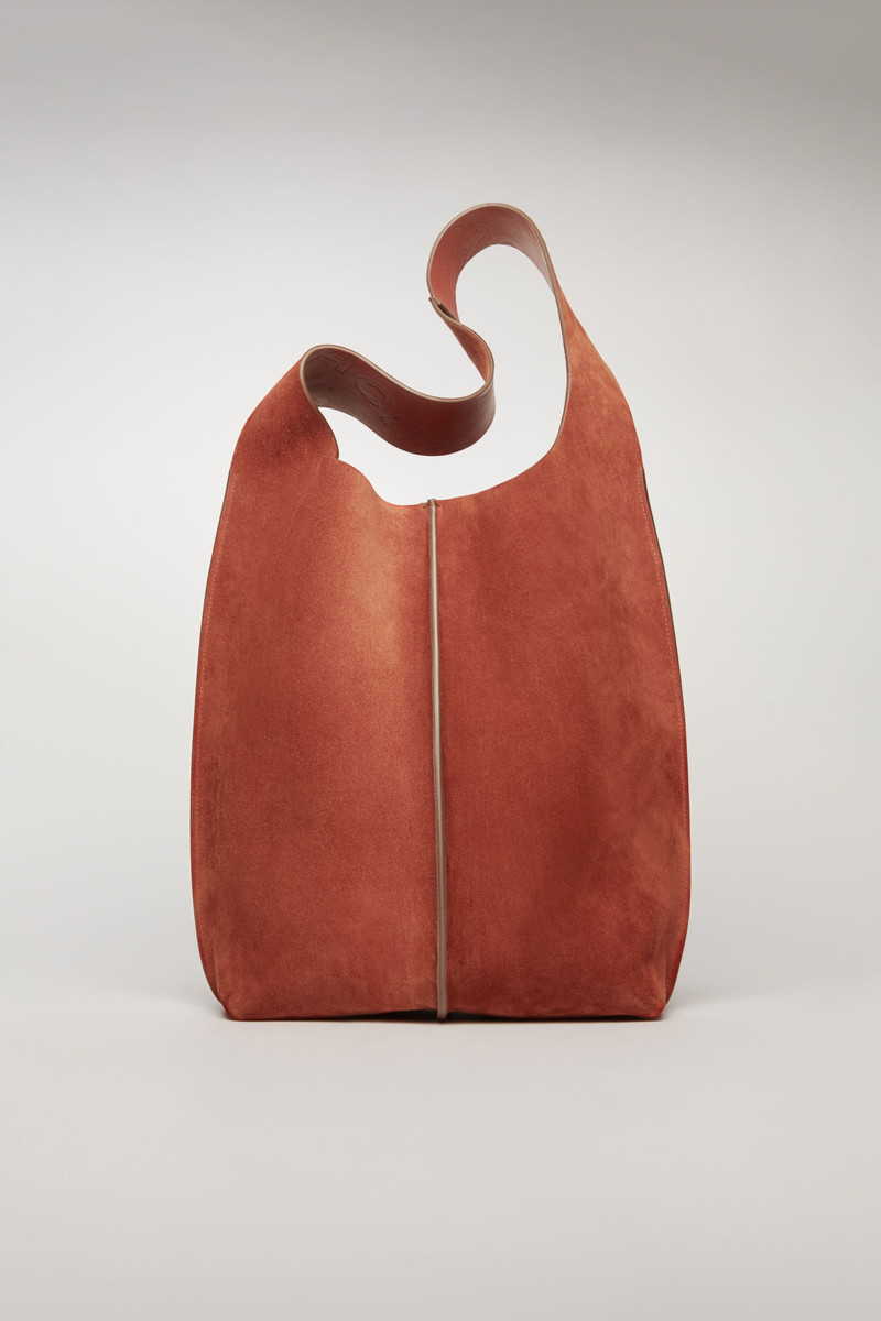 Suede tote bag rust orange 1