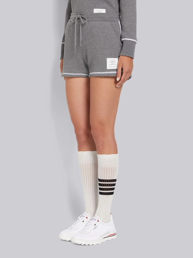 Thom Browne Medium Grey Mesh Back Cotton Rib Contrast Cover Stitch Shorts outlook