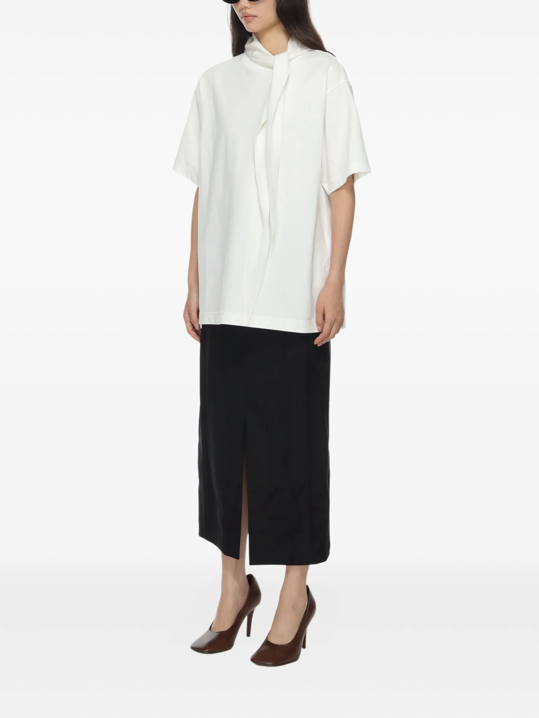 Carven Scarf-collar Cotton T-shirt - 3