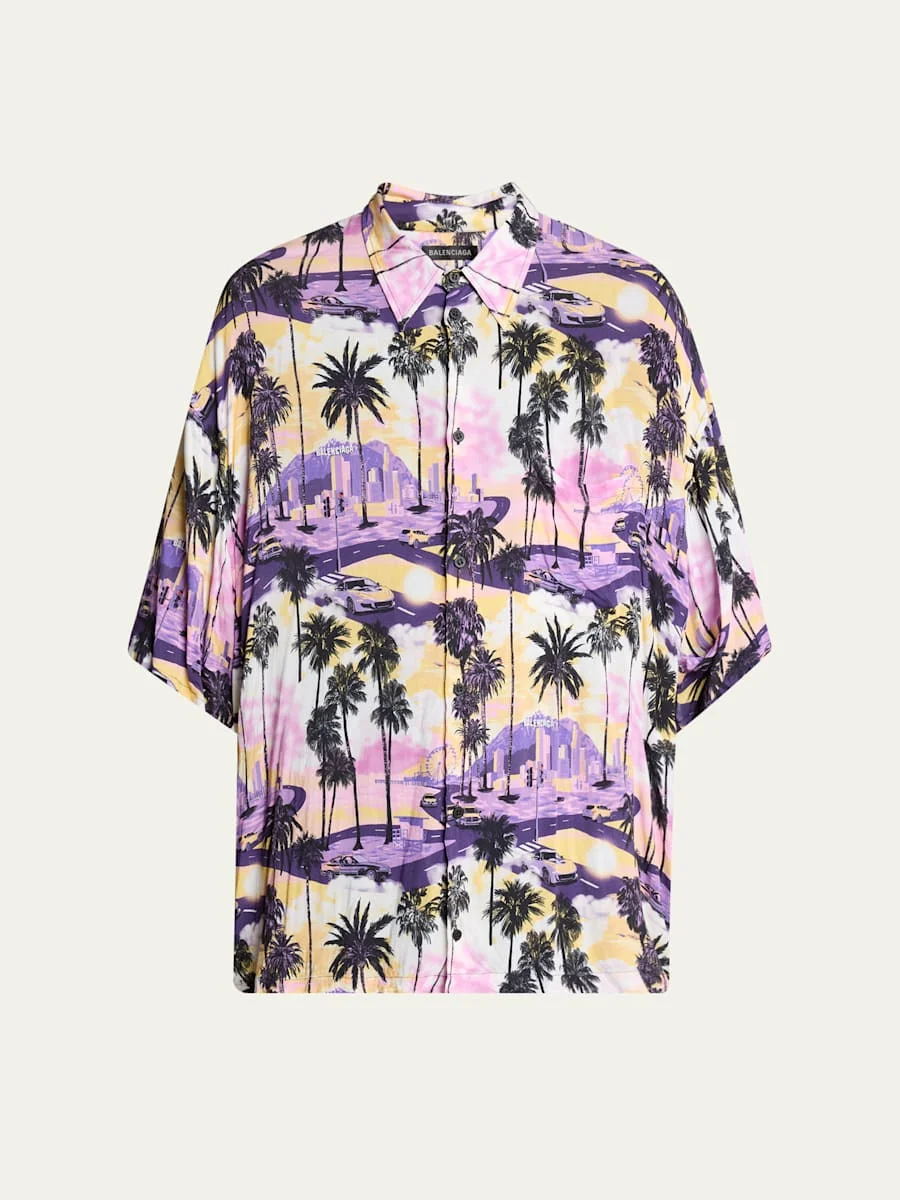 Men's Viscose Hawaiian Camp Shirt - 1