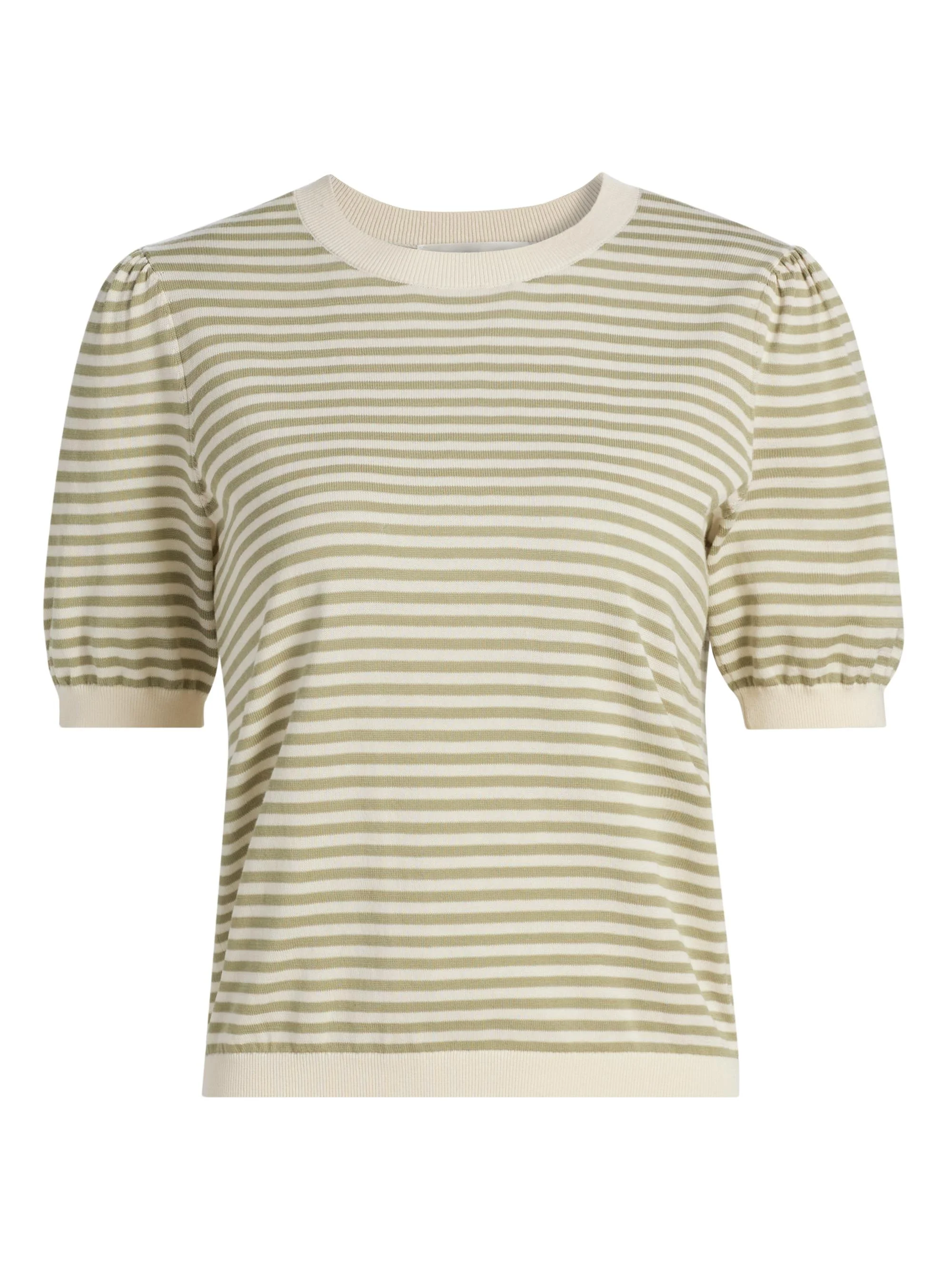 Women's The Striped Gathered Short-Sleeve Sweater - Sage Multi - 1