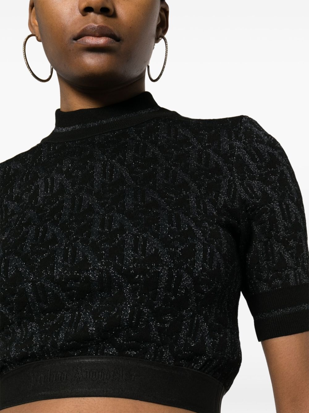 monogram-jacquard crop top - 5