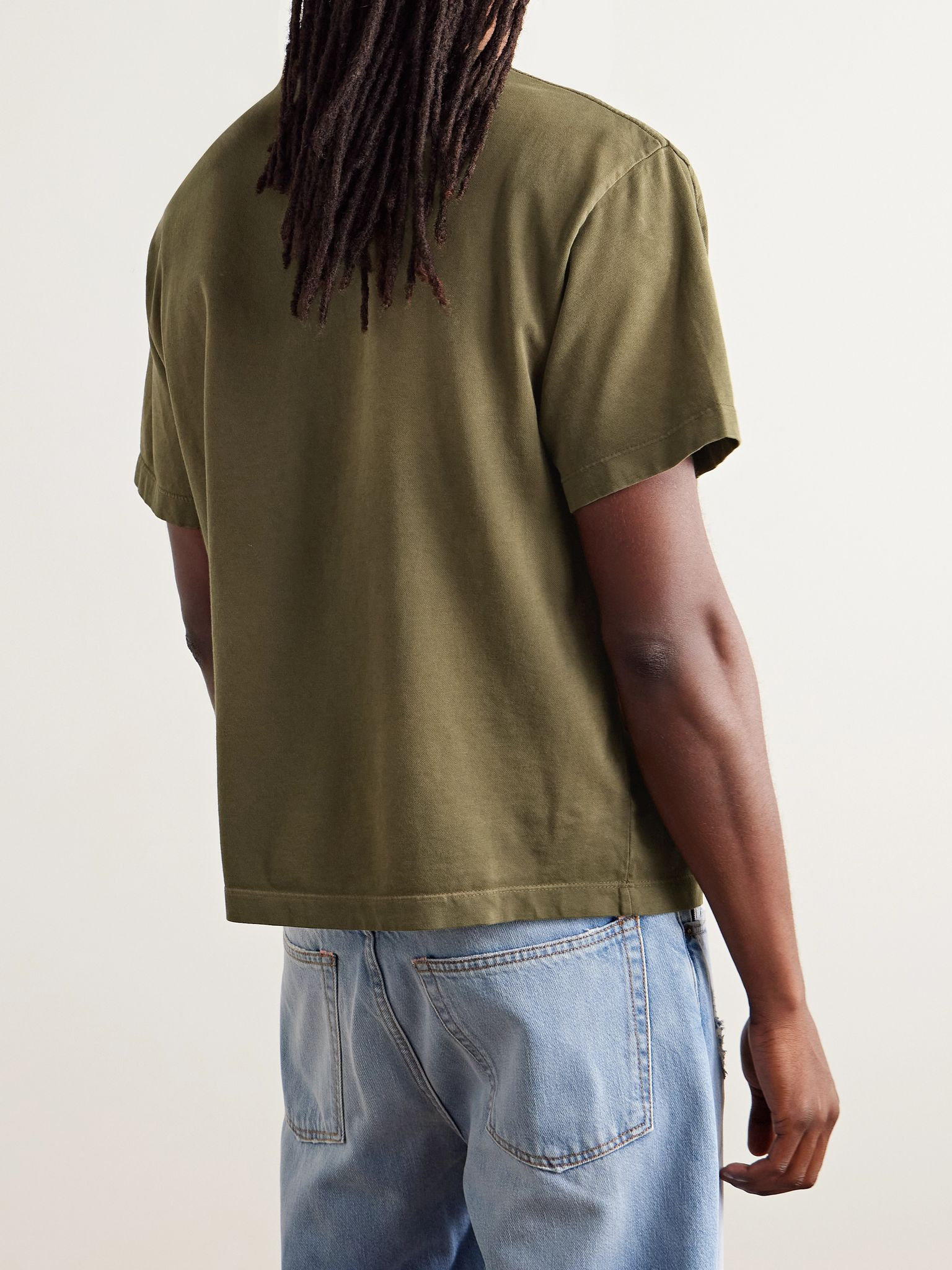 Sunbleached Cotton and Cashmere-Blend Jersey T-Shirt Green - 4