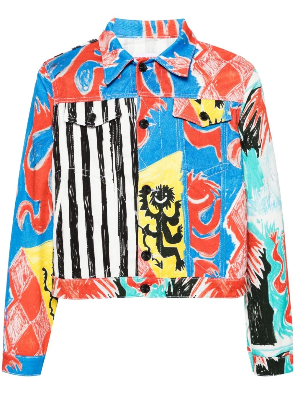 graphic-print denim jacket - 1