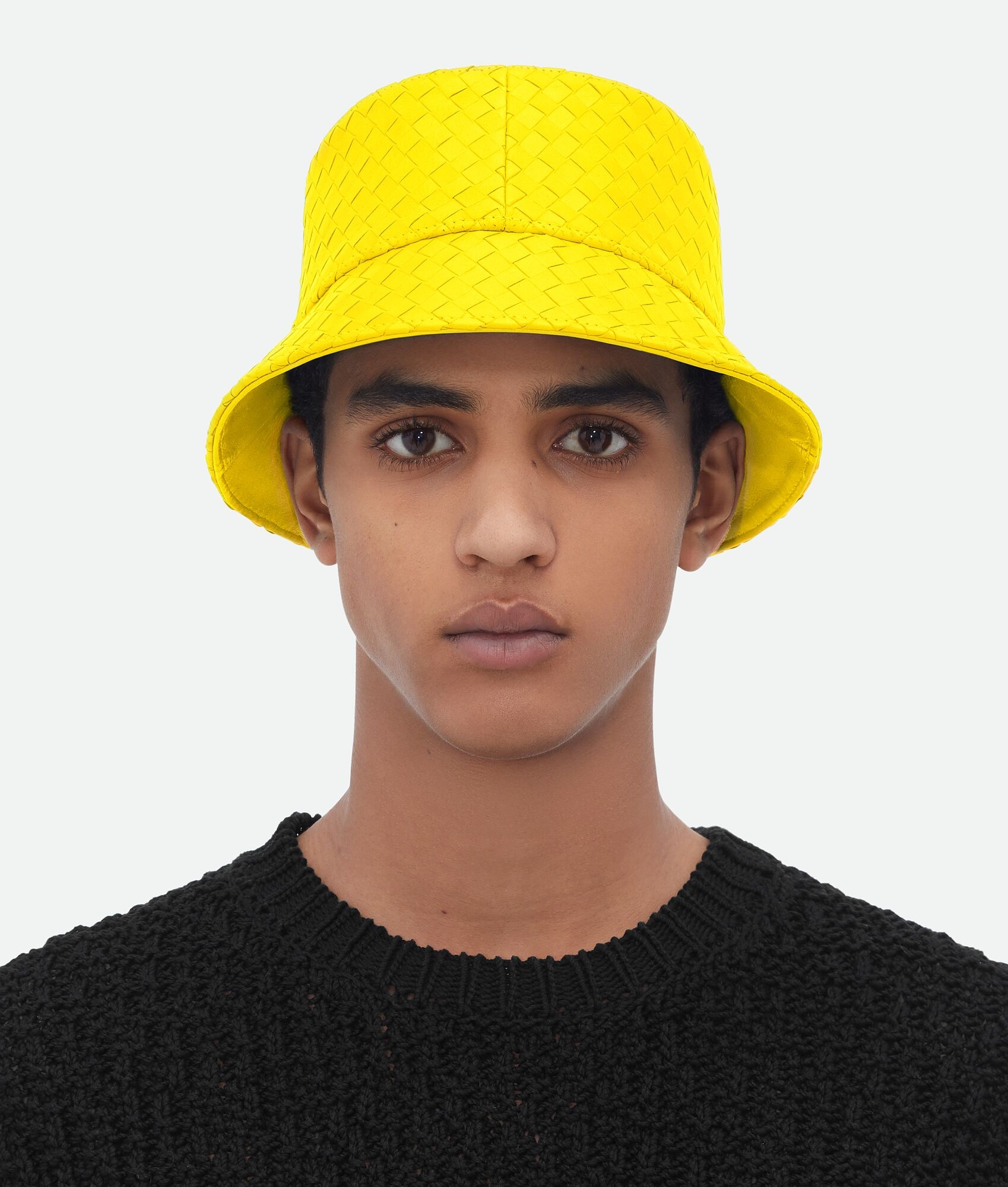 intrecciato leather bucket hat - 3