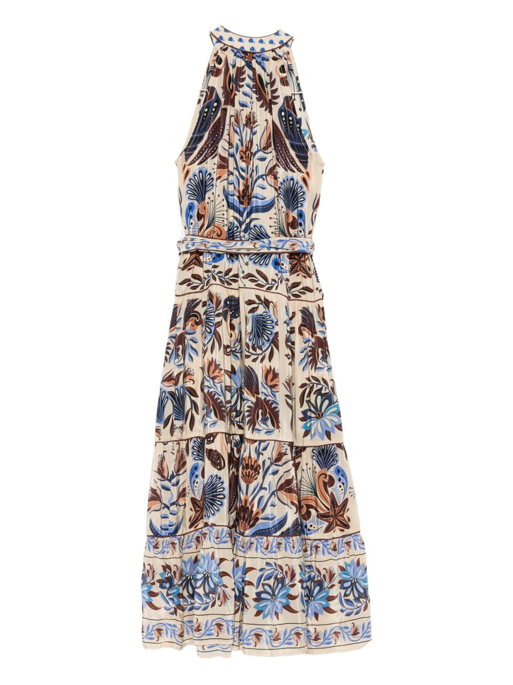 halterneck tiered midi dress - 2