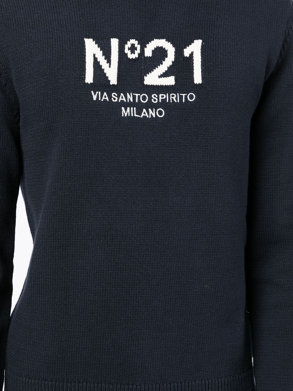 intarsia-knit logo jumper - 5