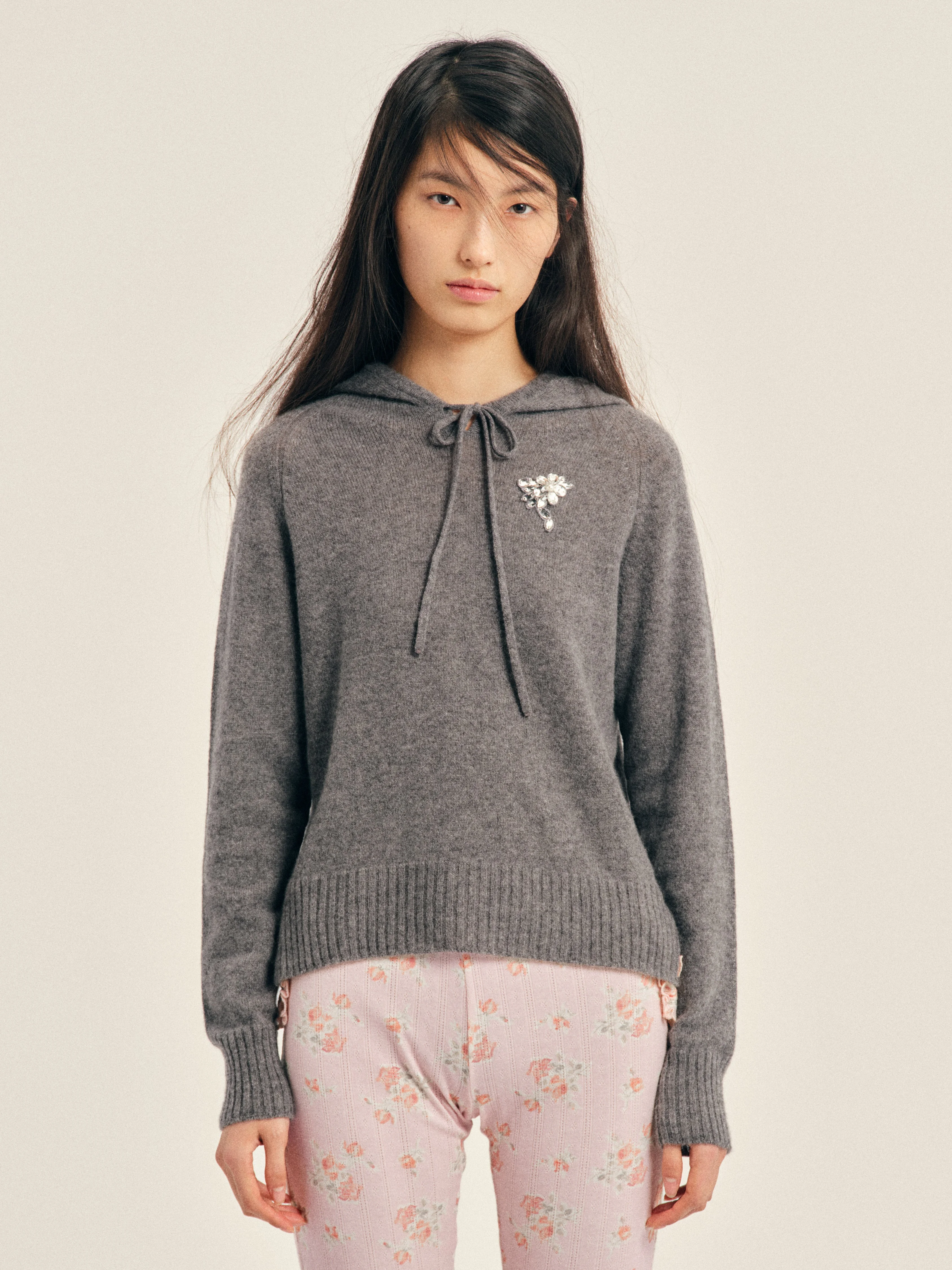 Embellished Relaxed Cashmere Hoodie - 1