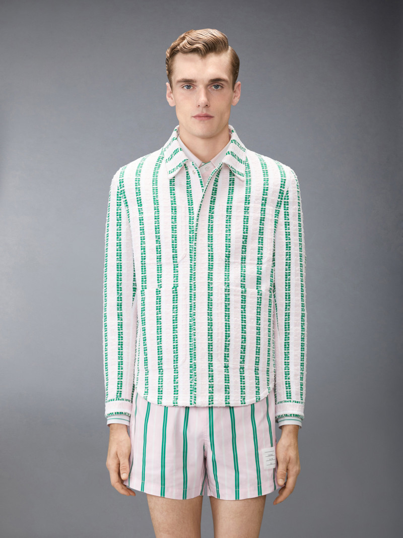 Thom Browne REPP STRIPE GROSGRAIN TWEED UTILITY JACKET outlook