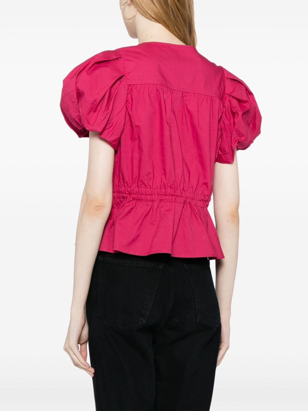 peplum-hem cotton blouse - 4