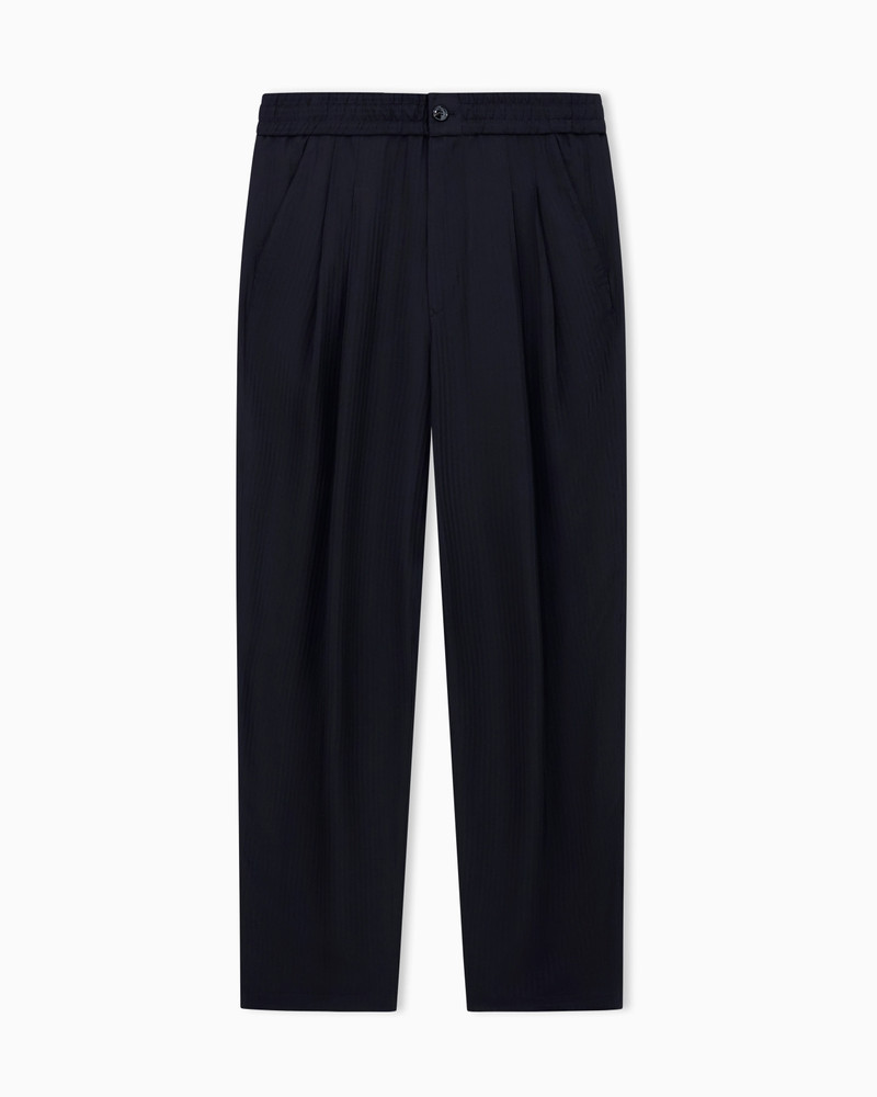 CHEVRON VISCOSE TWILL TWO-PLEAT TROUSERS 1