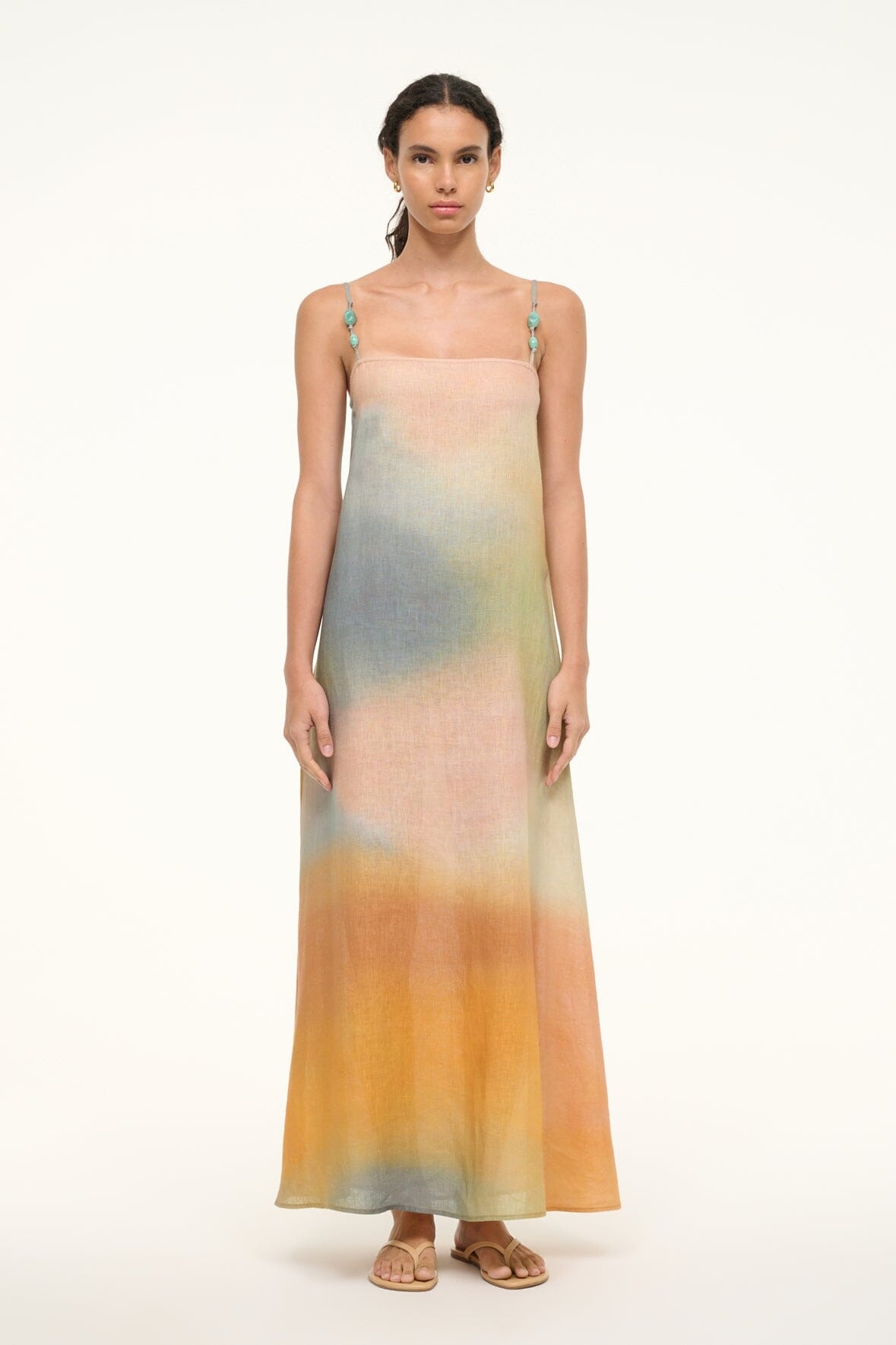 STAUD LAURA LINEN DRESS PASTEL CLOUDS - 6