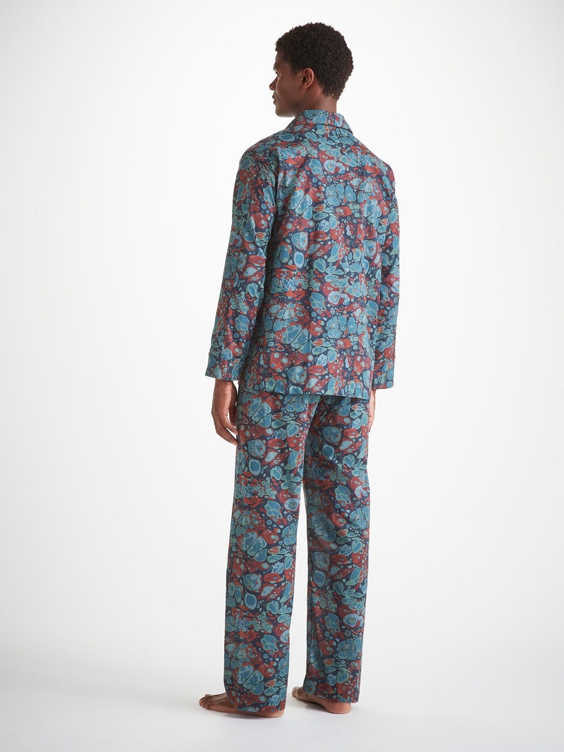 Men's Classic Fit Pajamas Cotton Batiste Multi Marble Print - 4