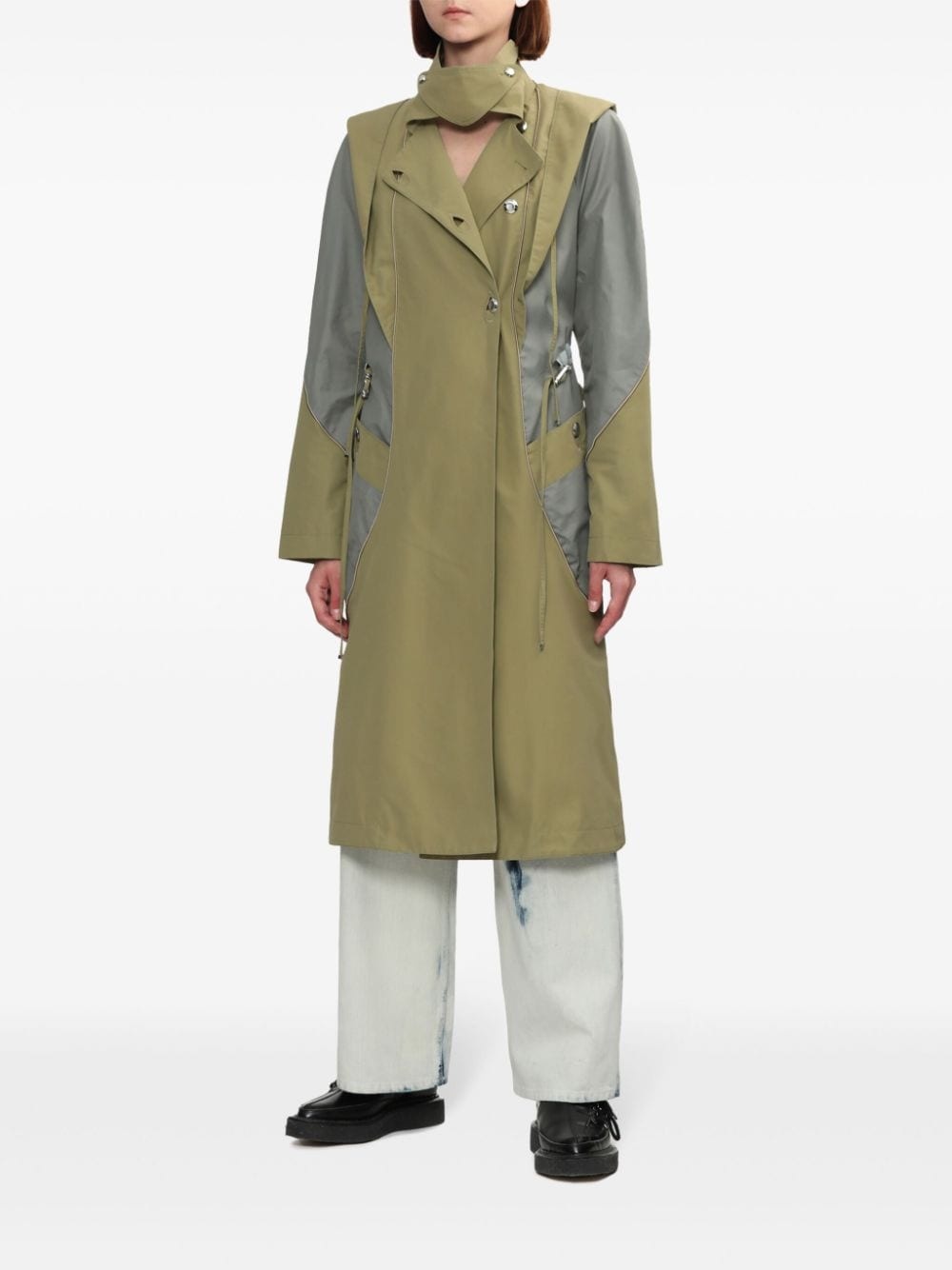 colour-block coat - 3