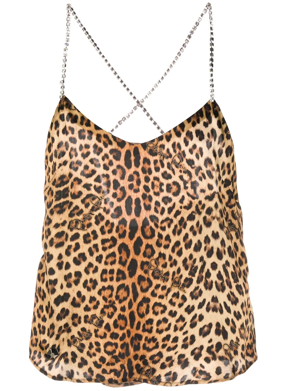 leopard-print silk tank top - 1