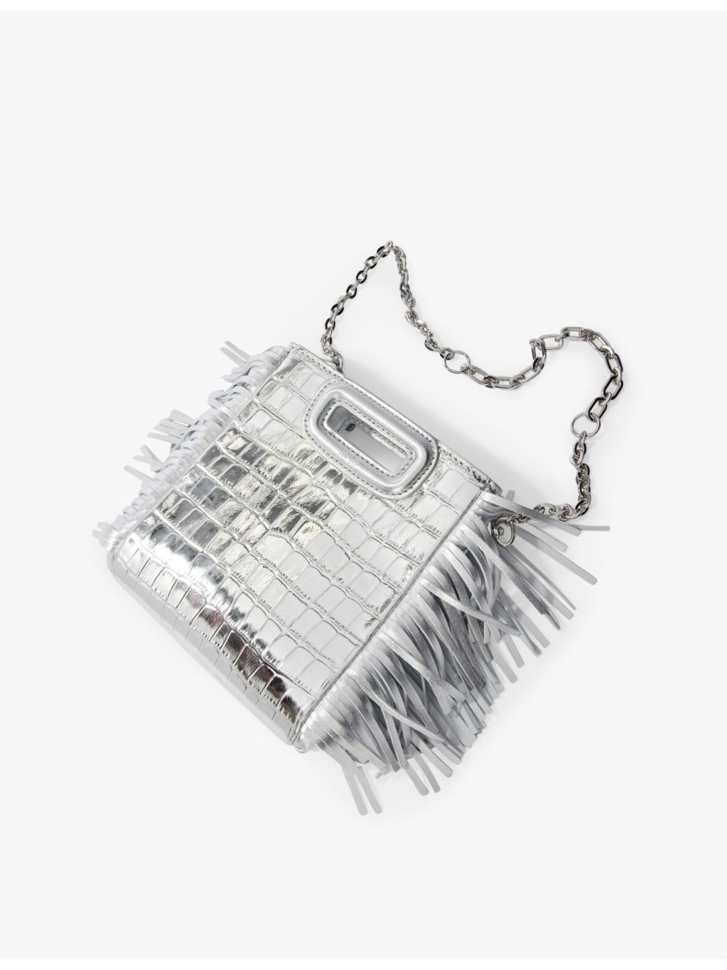 Mini M croc-embossed metallic leather cross-body bag - 3