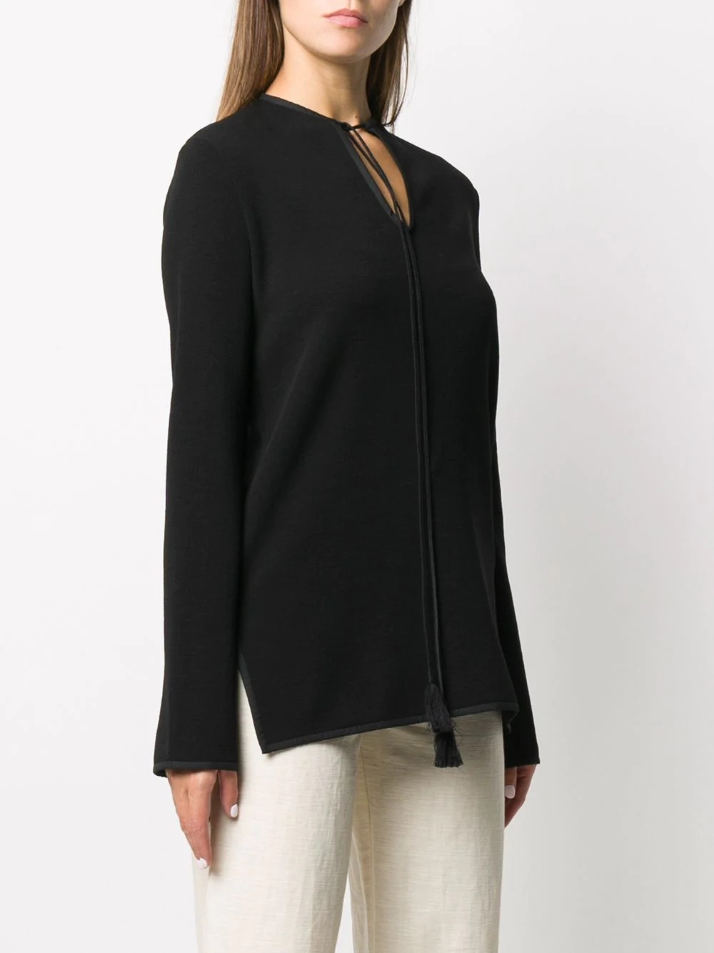 tied round neck jumper - 3