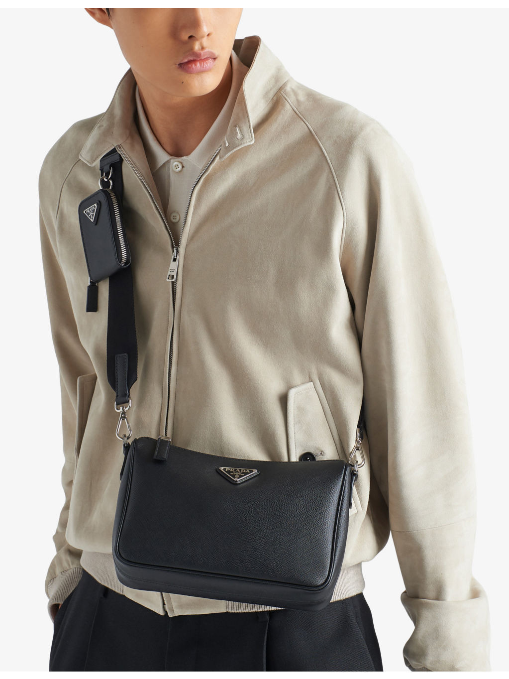Logo-plaque Saffiano-leather shoulder bag - 7