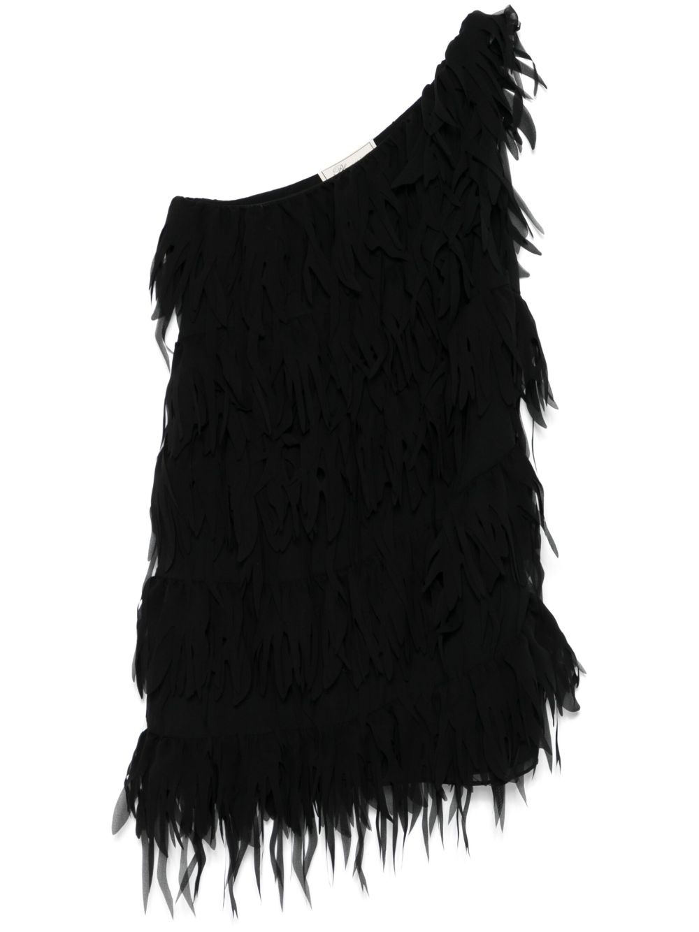 fringed georgette mini dress - 1