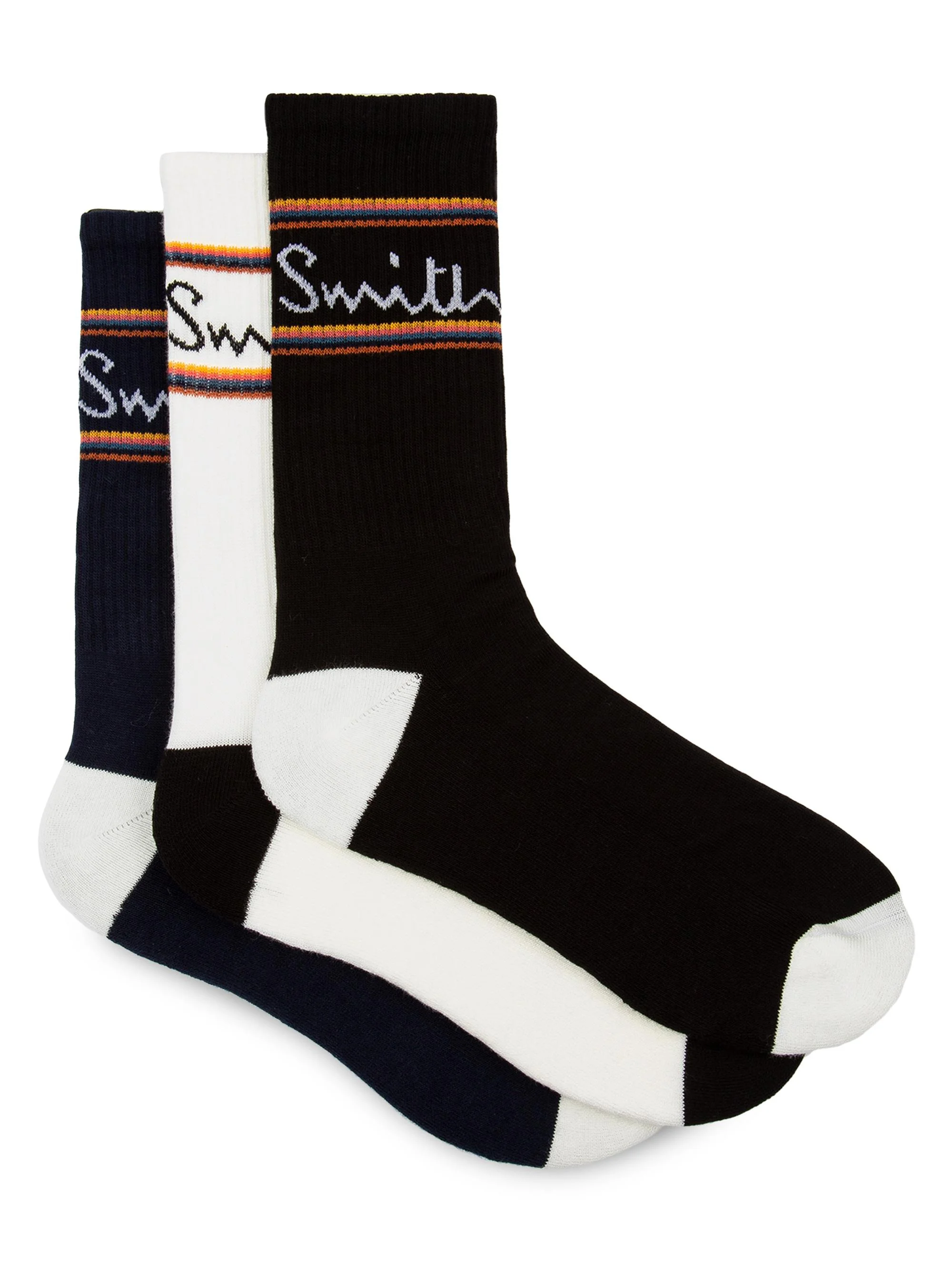 Men's 3-Pair Cotton-Blend Logo Socks - Multi - 1