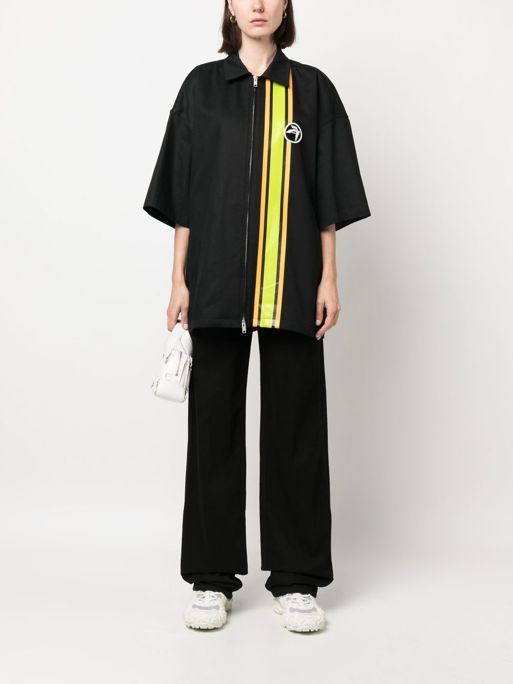 striped short-sleeve zipped shirt - 3