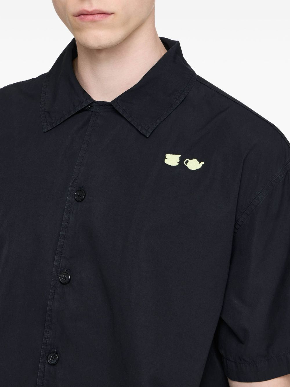 embroidered-detail short-sleeve shirt - 5