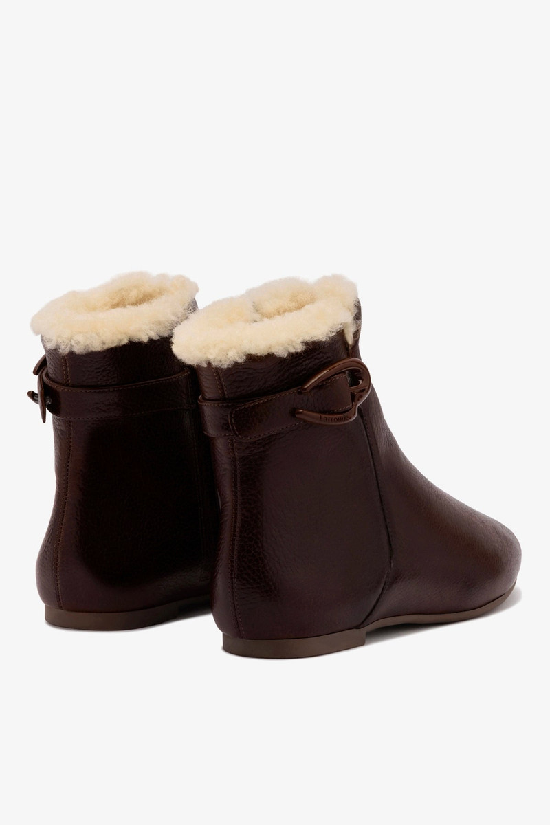 Mini Verona Boot In Brown Leather And Natural Shearling 4