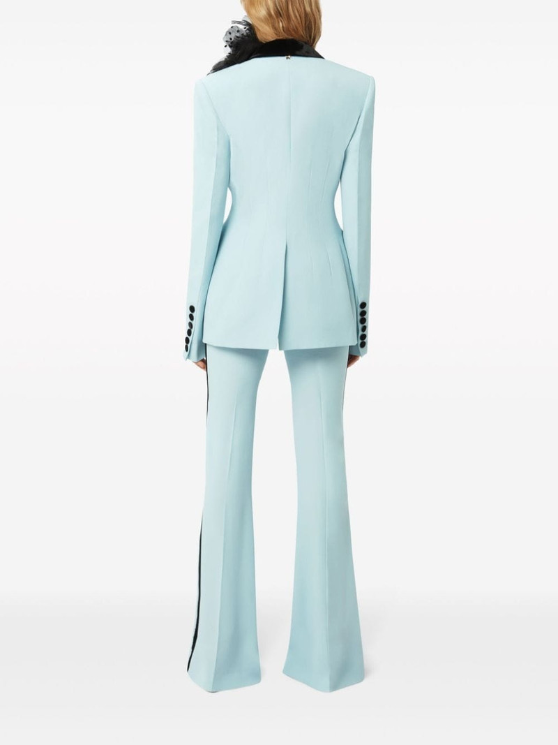 velvet-trim flared trousers 3