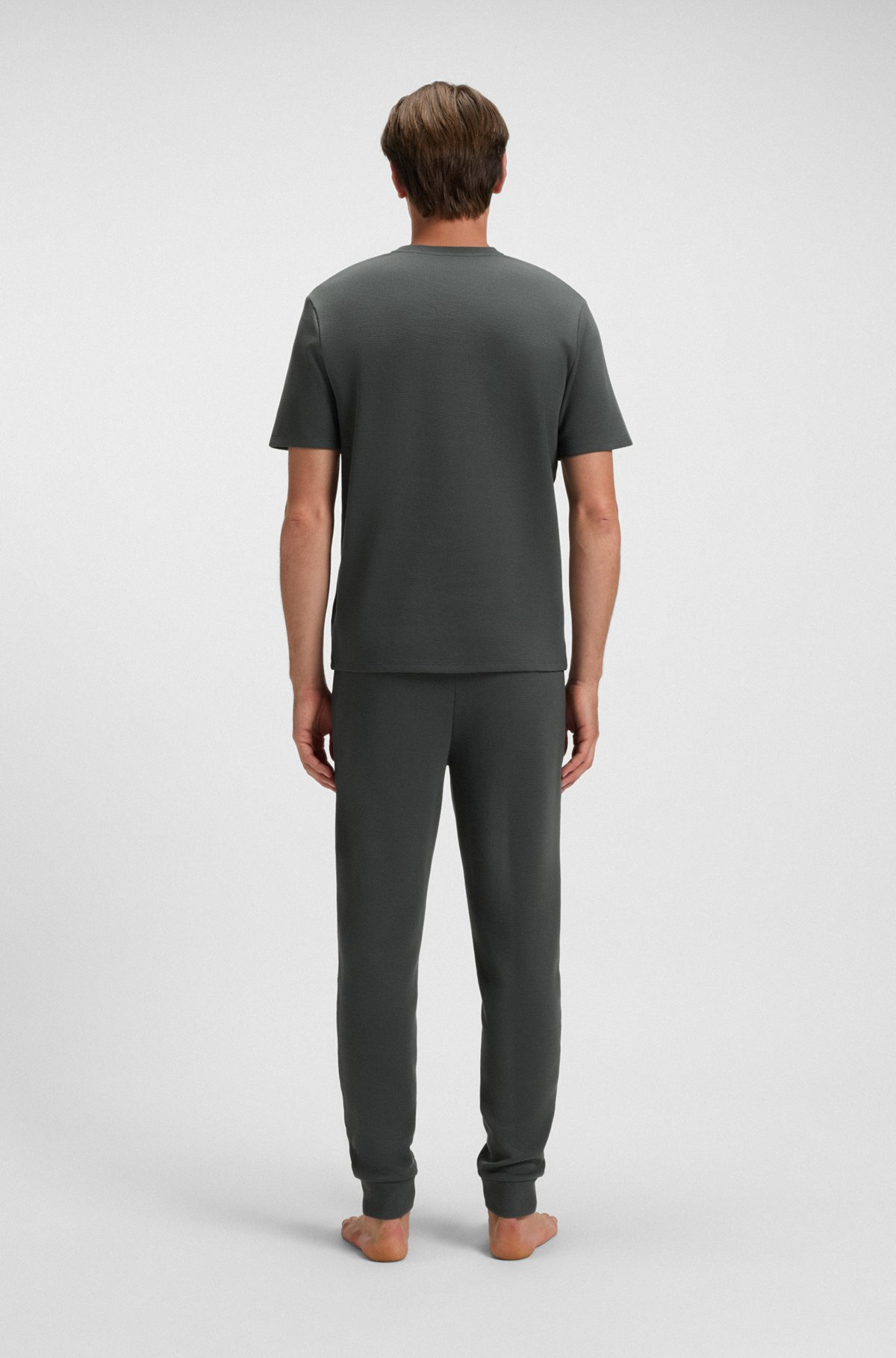 COTTON-BLEND PYJAMA T-SHIRT WITH EMBROIDERED LOGO - 4