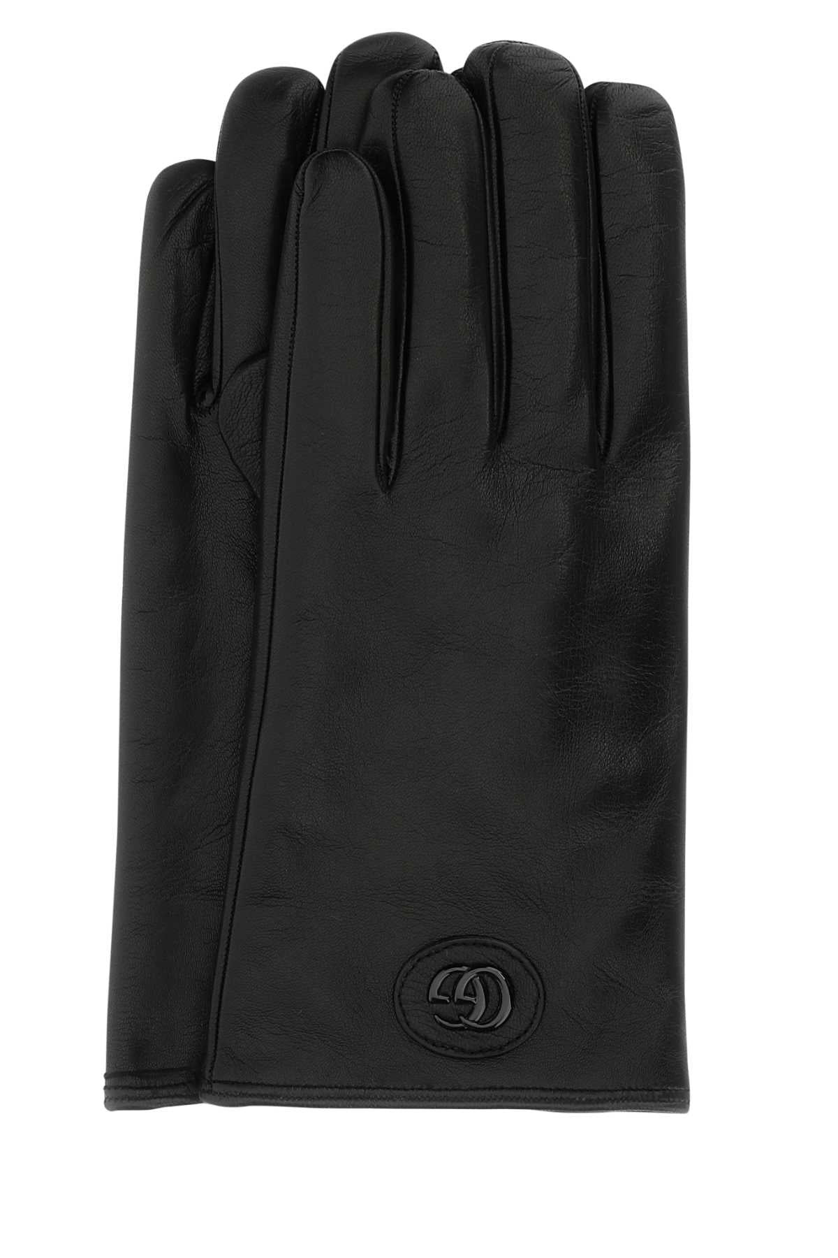 Gucci Men Black Leather Gloves - 1