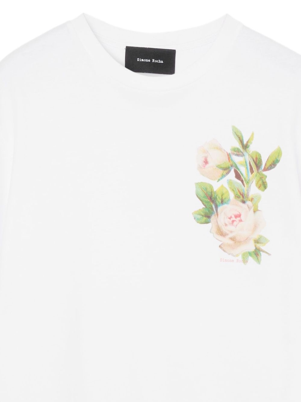 rose-print crew-neck T-shirt - 2