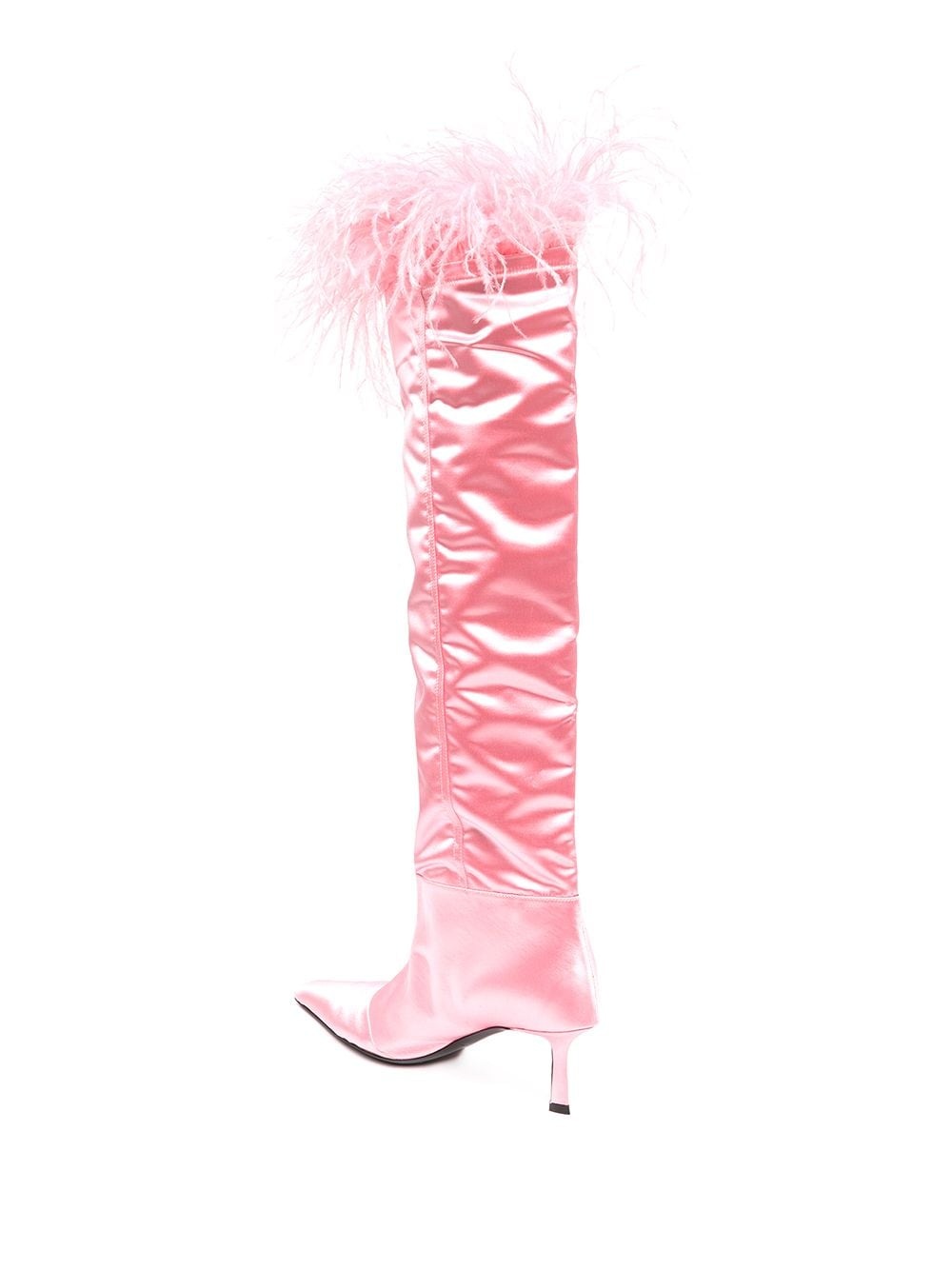 Viola 65mm feather-trim knee-high boots - 3