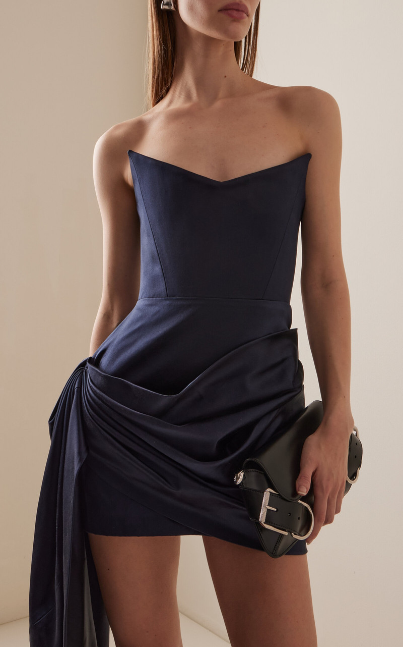 ALEX PERRY Draped Duchess Satin Mini Dress navy outlook