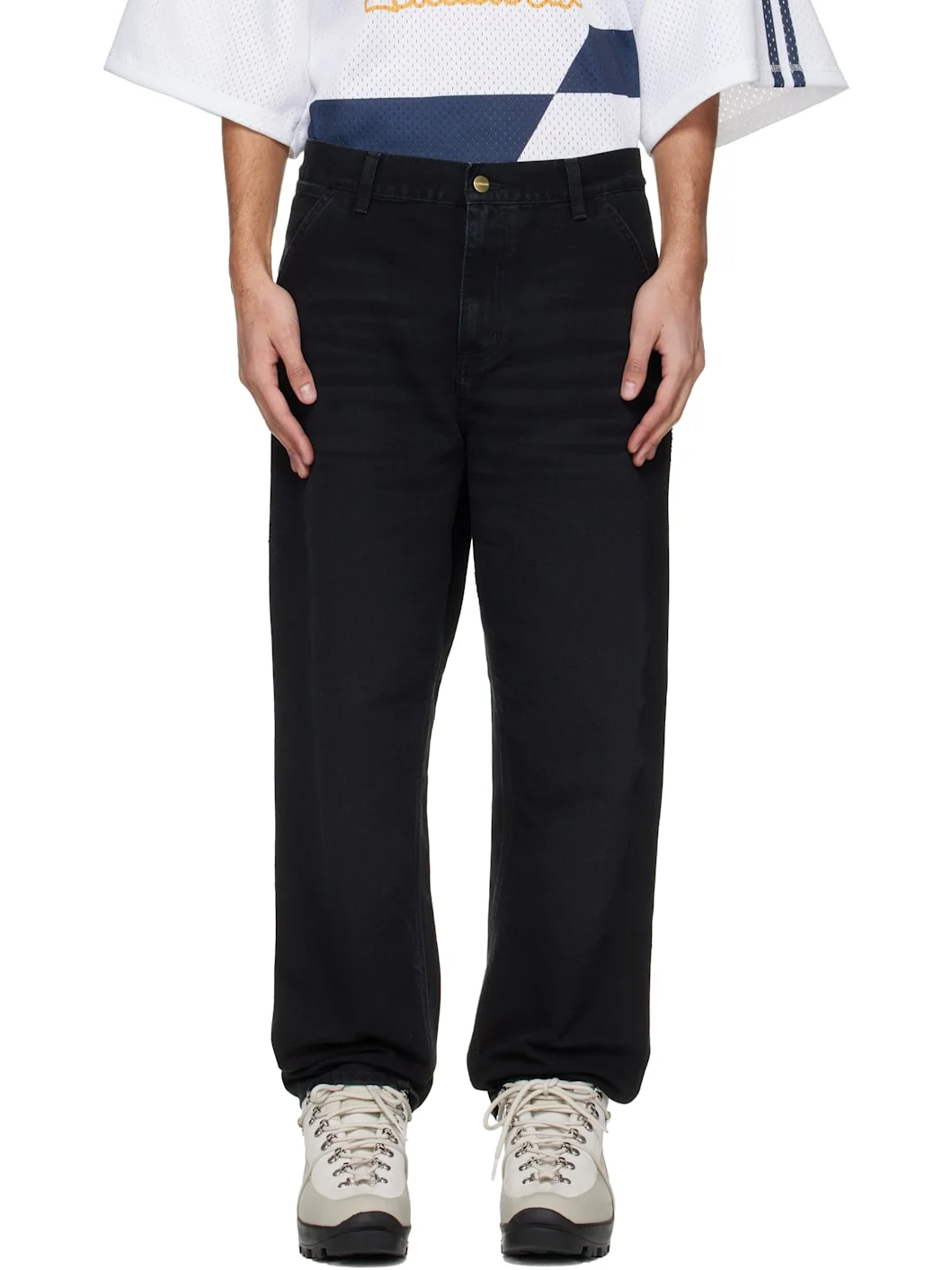 Black Single Knee Trousers - 1