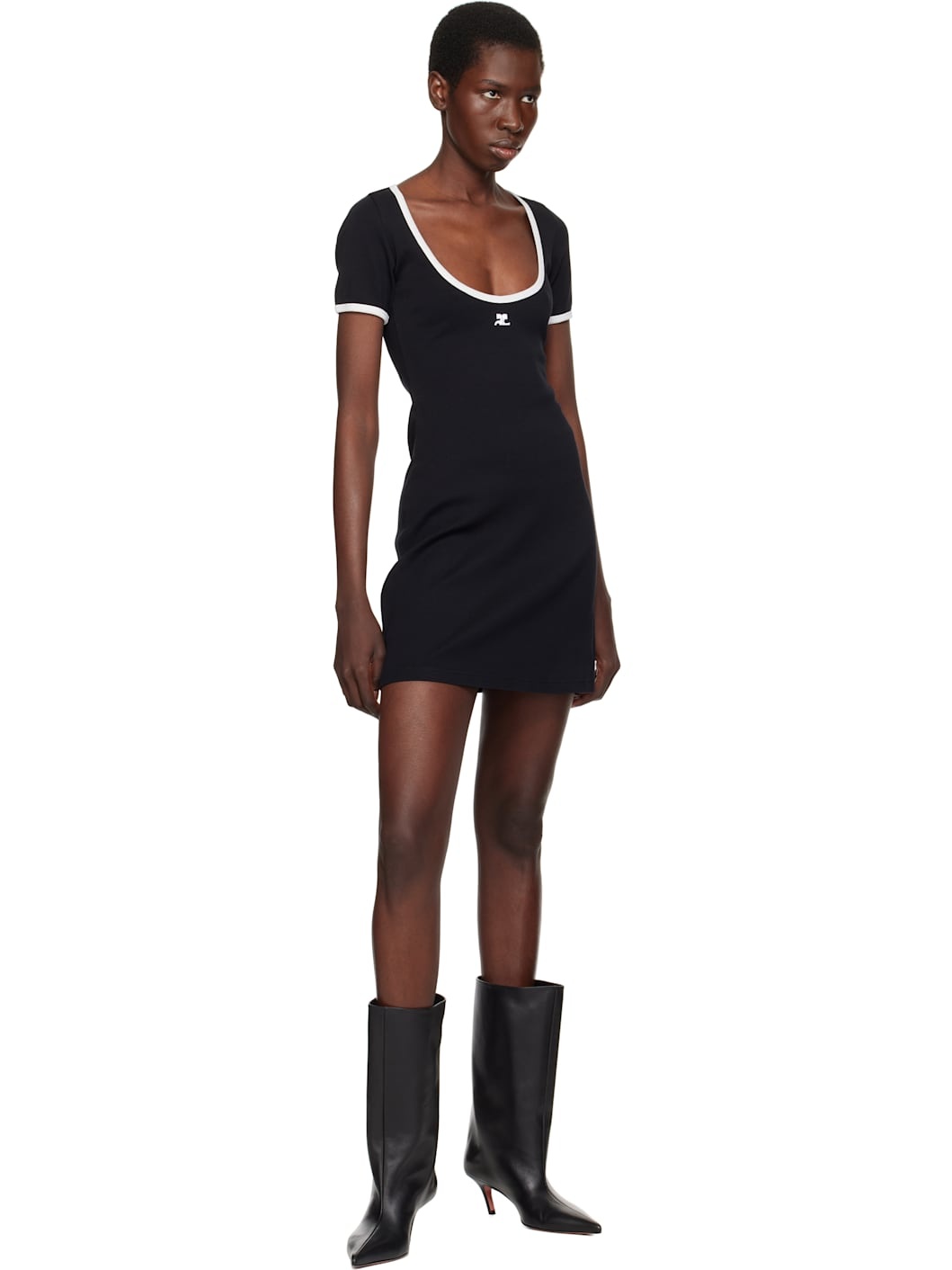 Black Holistic Contrast Minidress - 4