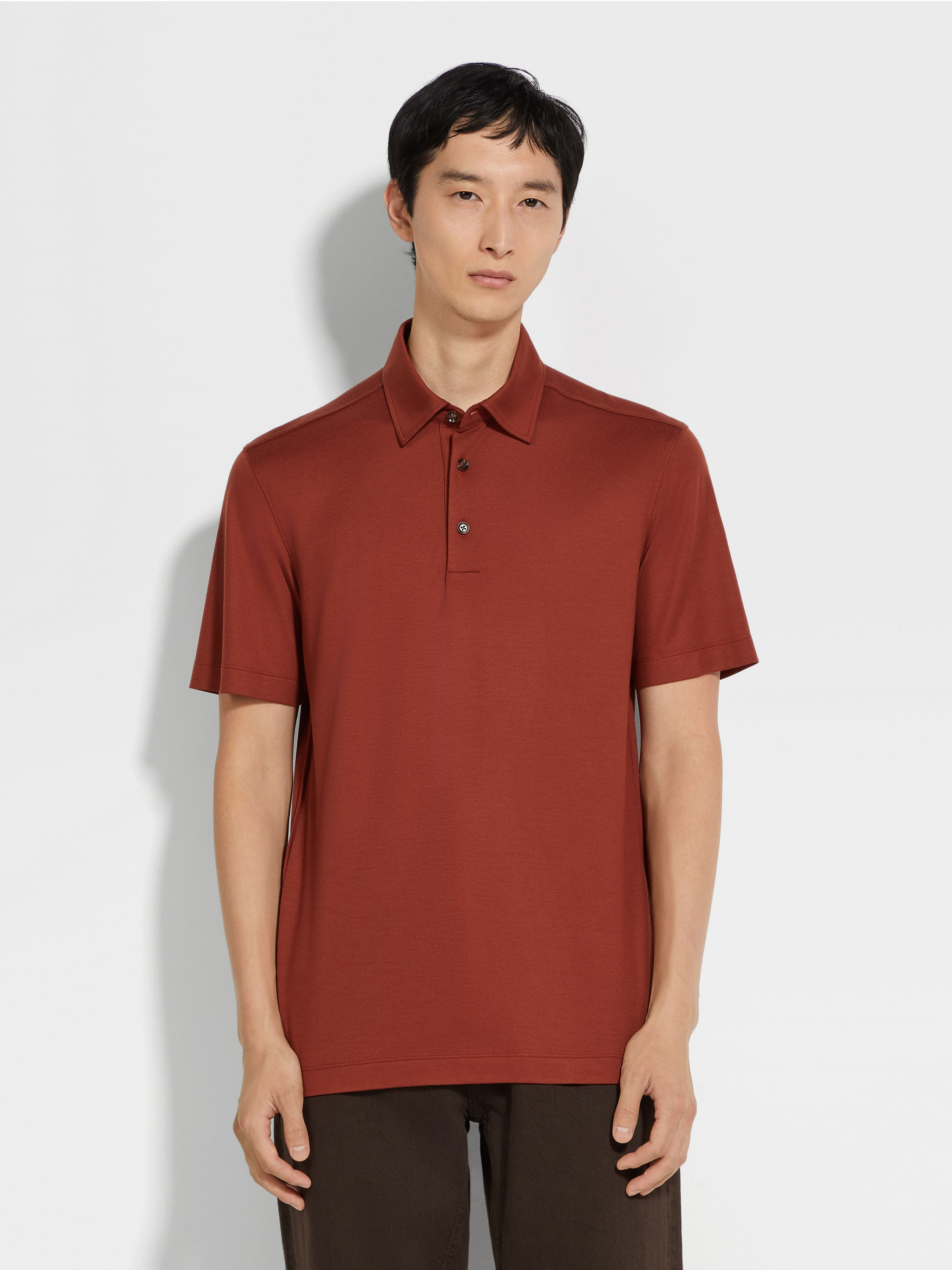 BRICK RED VELLUS AUREUM POLO SHIRT - 4