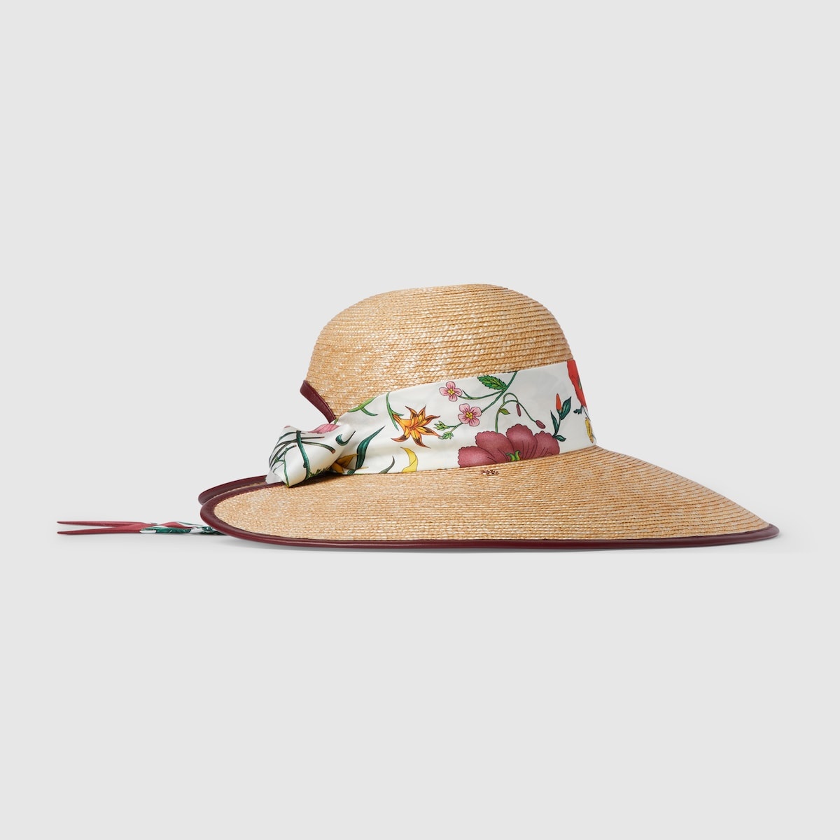 Straw wide brim hat with silk bow - 3
