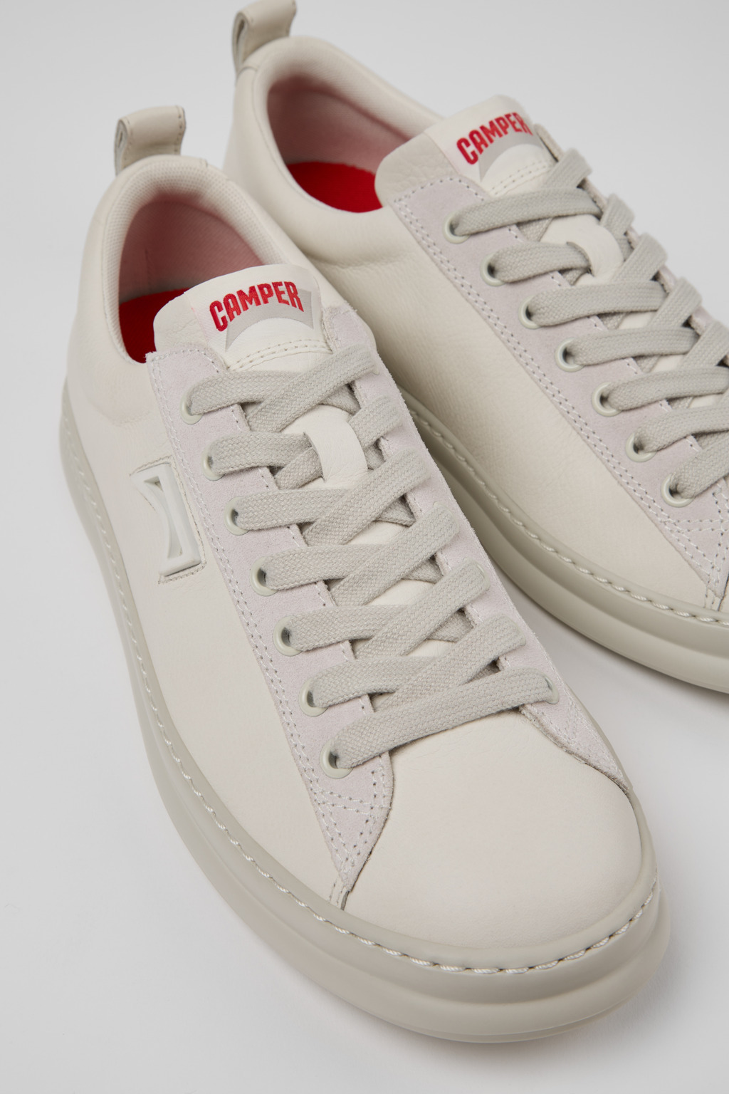 White Leather and Nubuck Sneakers for Men. - 2