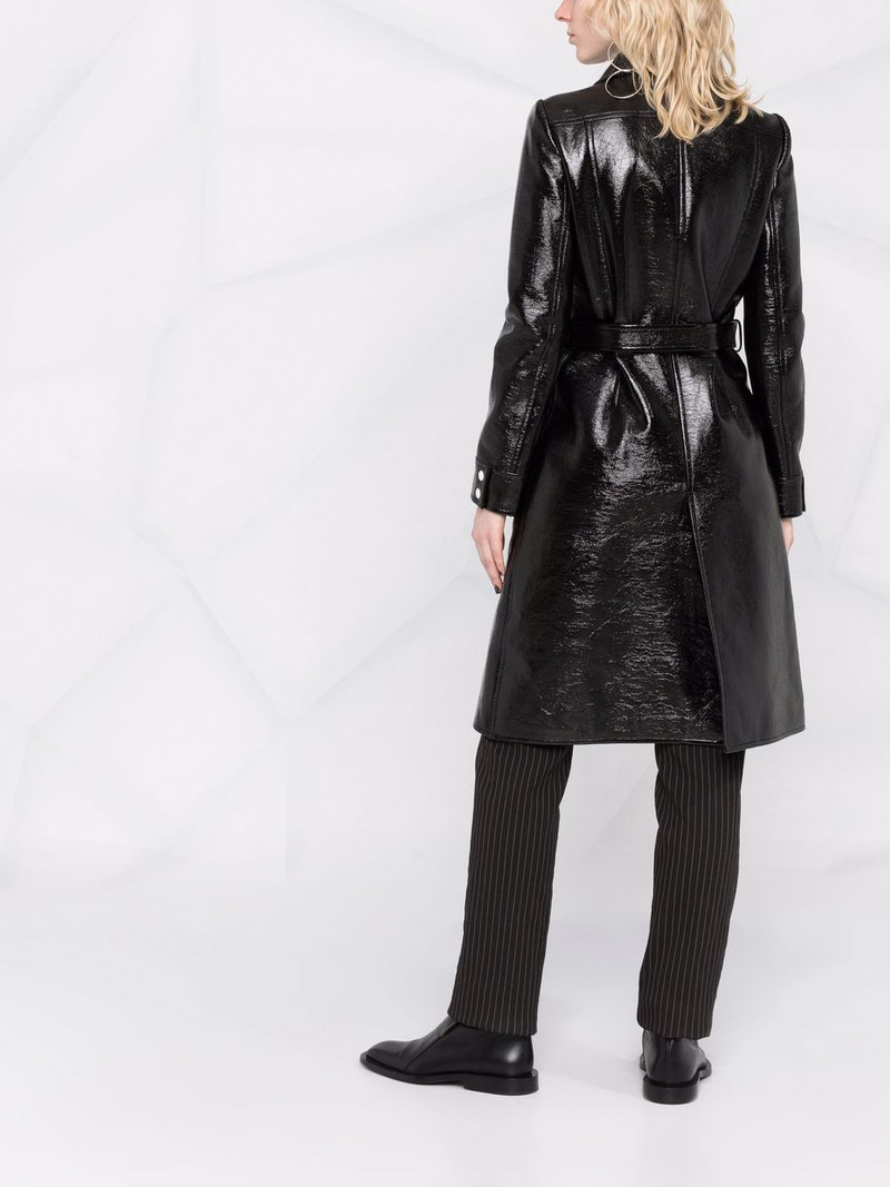logo-print lacquered-effect trench coat 6