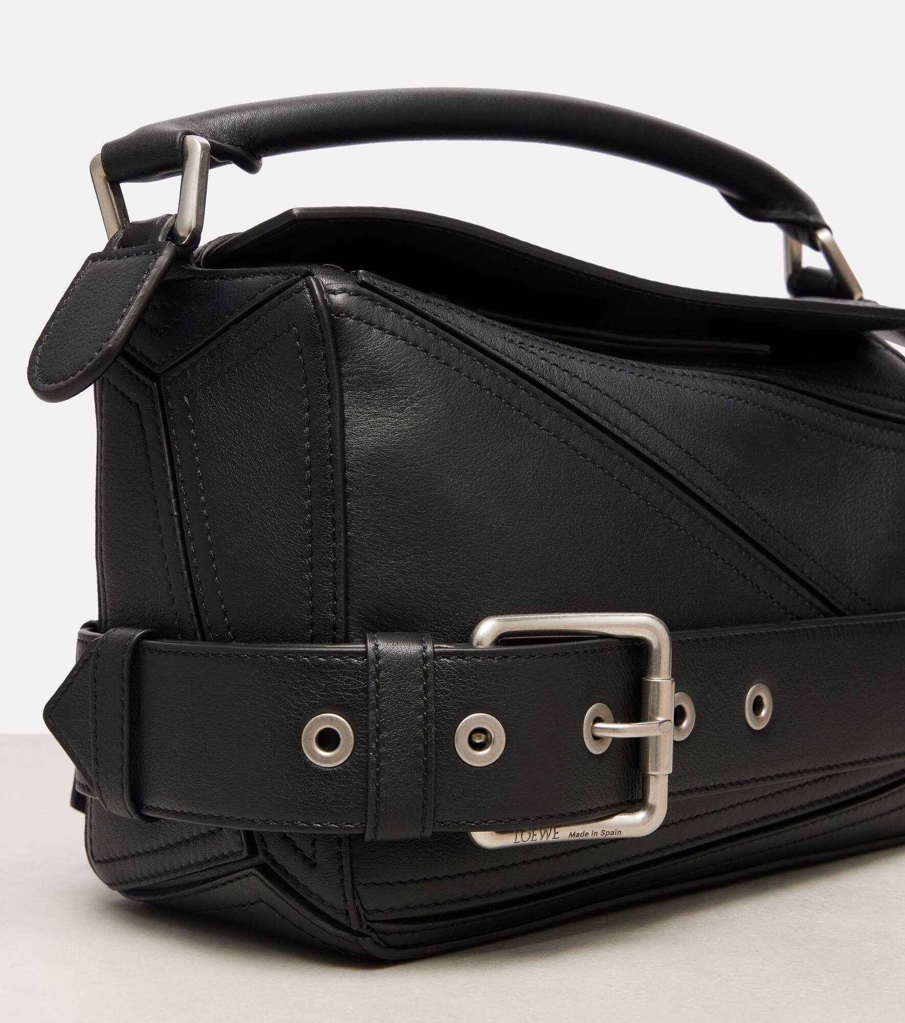 Puzzle Biker Small leather tote bag - 6
