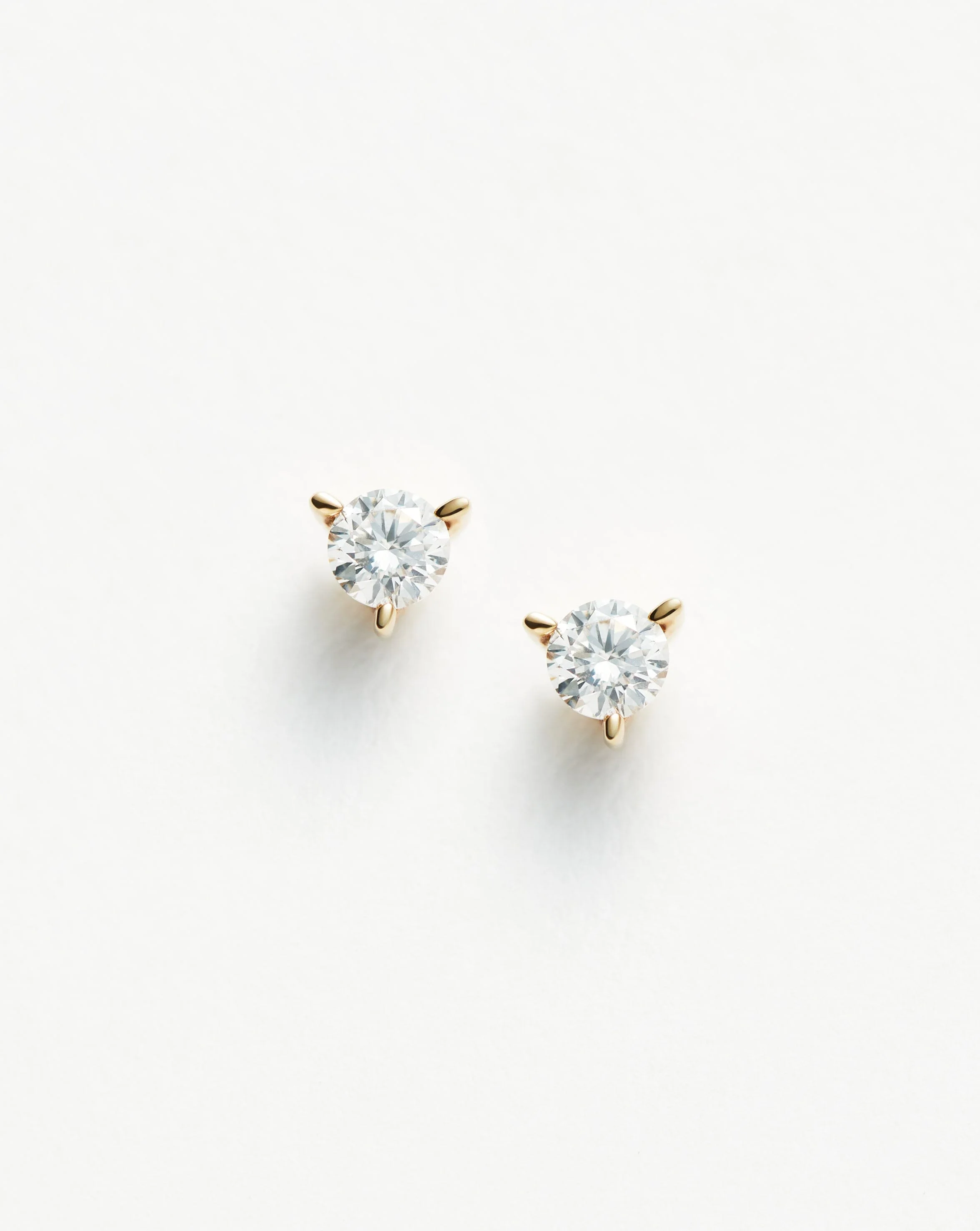 Solid Gold Small Solitaire Diamond Stud Earrings - 1