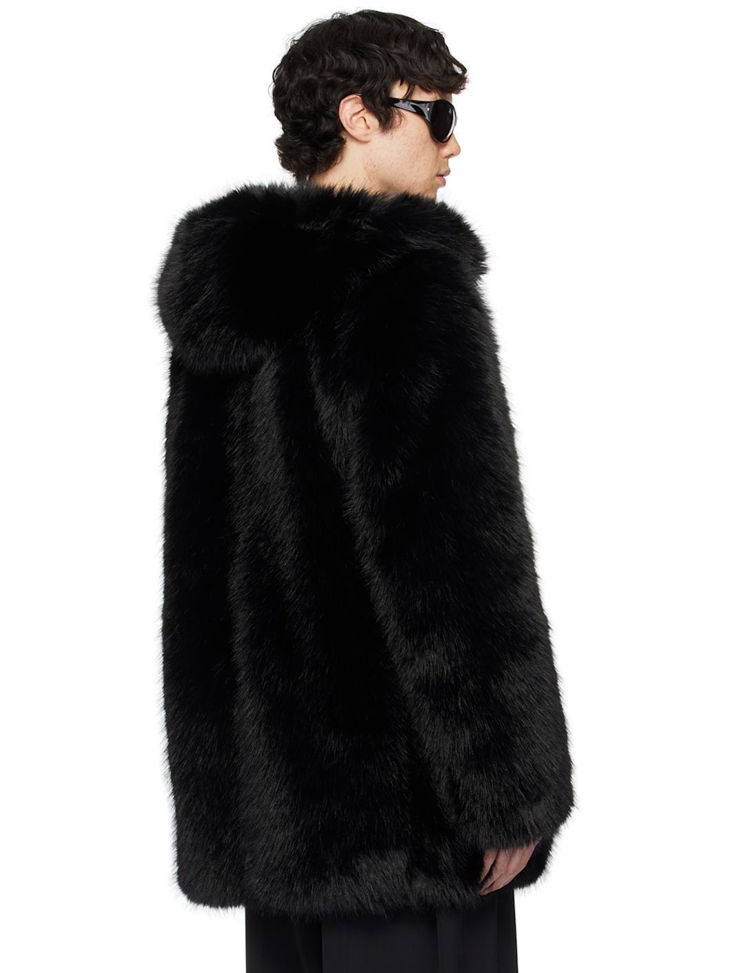 Black Faux-Fur Hooded Jacket - 3