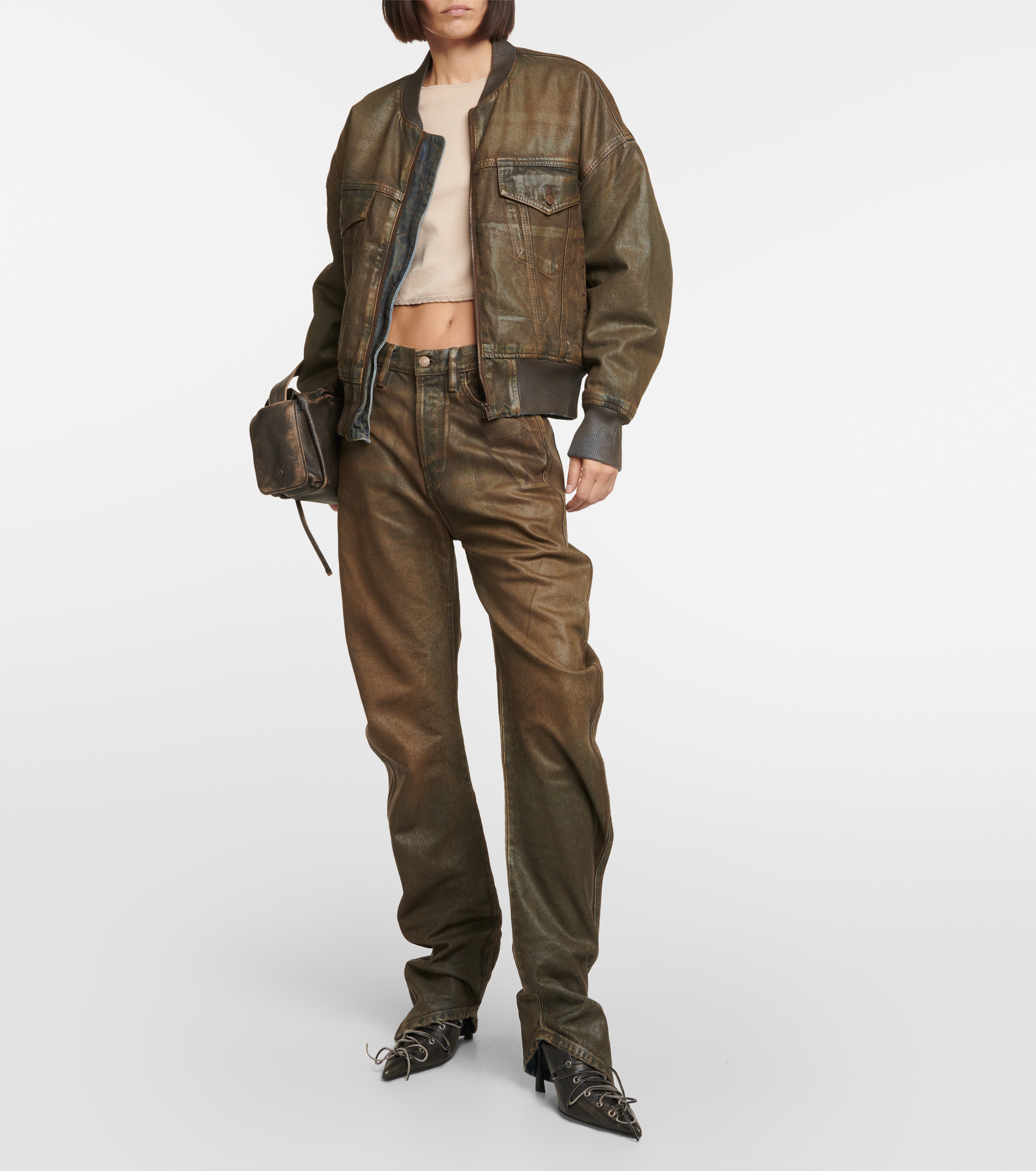 【Acne Studios】 Coated denim bomber jacket Acne Studios Coated denim bomber jacket | mytheresa | REVERSIBLE