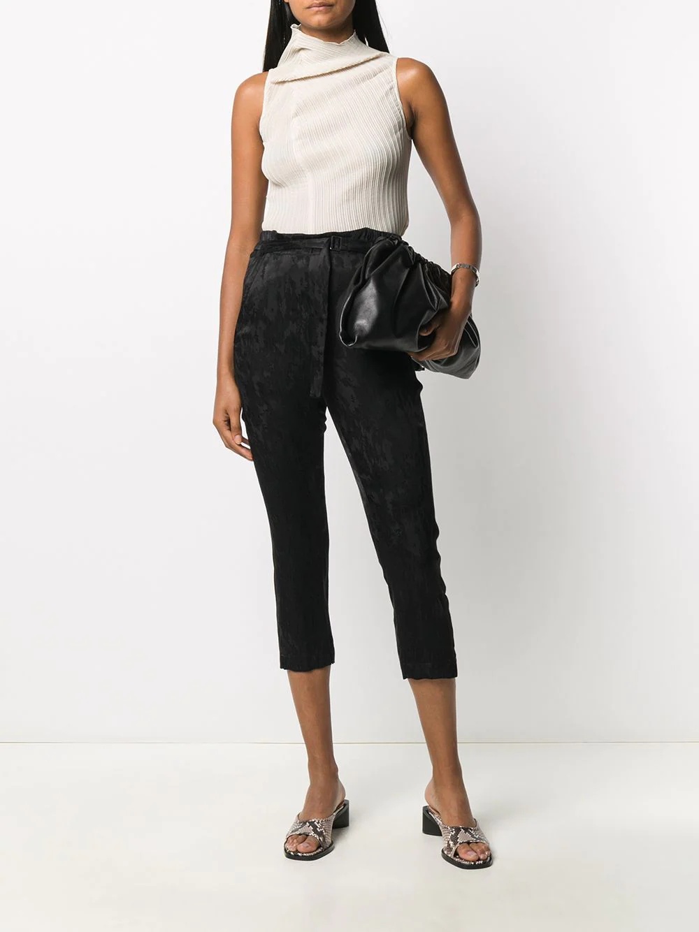 jacquard cropped trousers - 2