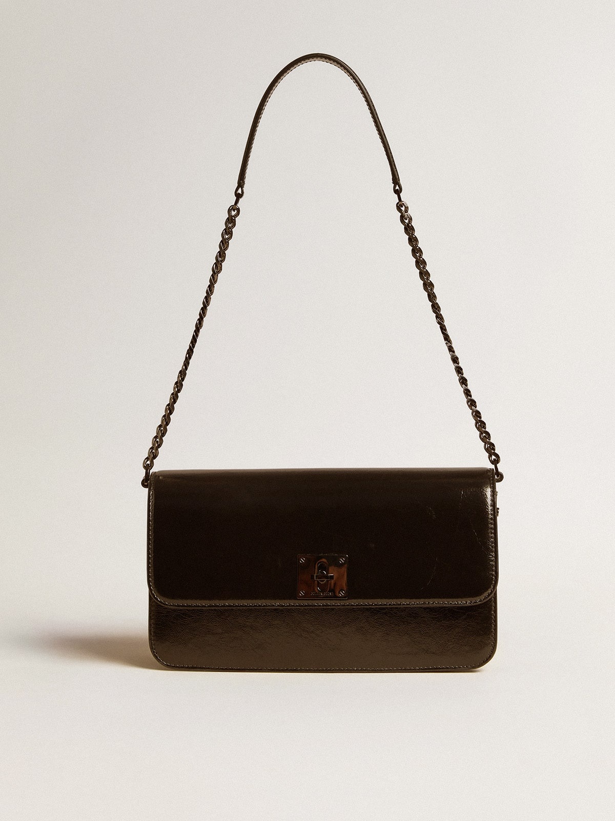 Gioia Bag in black glossy leather with metal details - 5