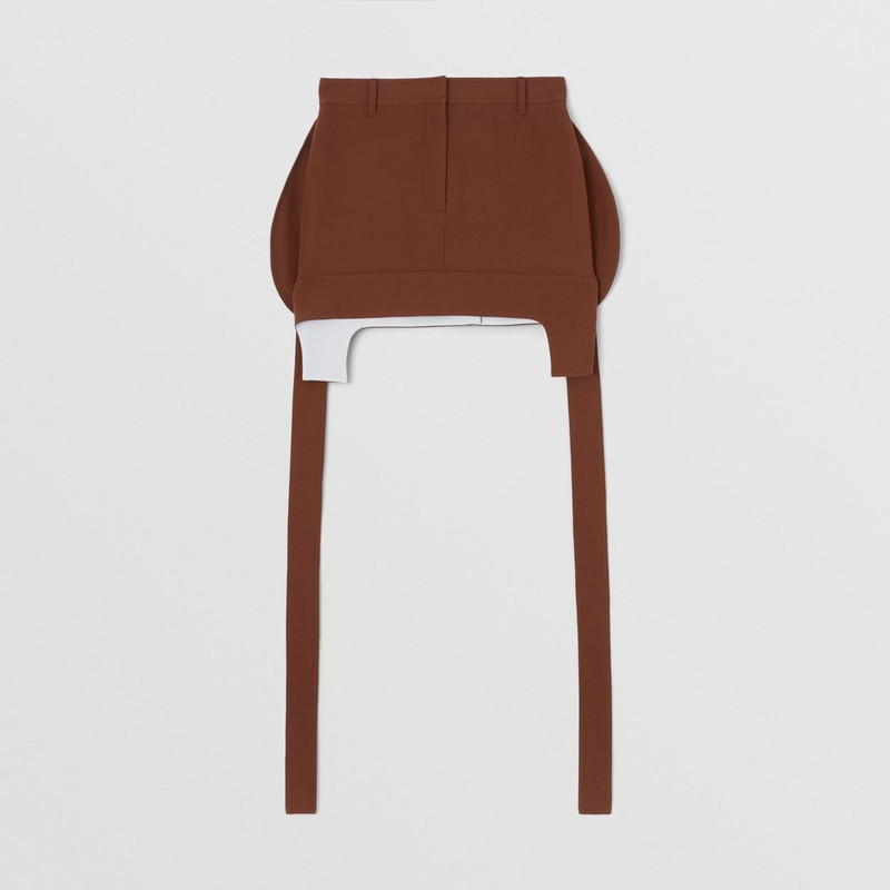 Strap Detail Grain de Poudre Wool Mini Skirt 1