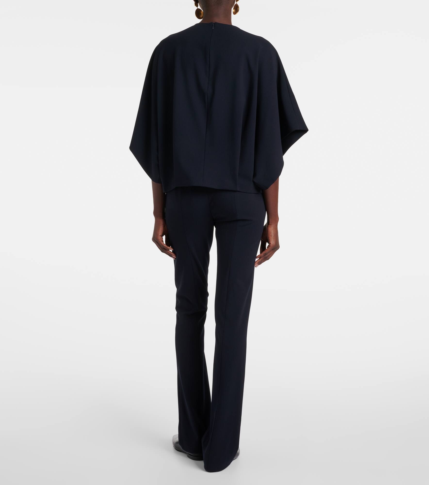 Tenley draped wool-blend crêpe top - 3